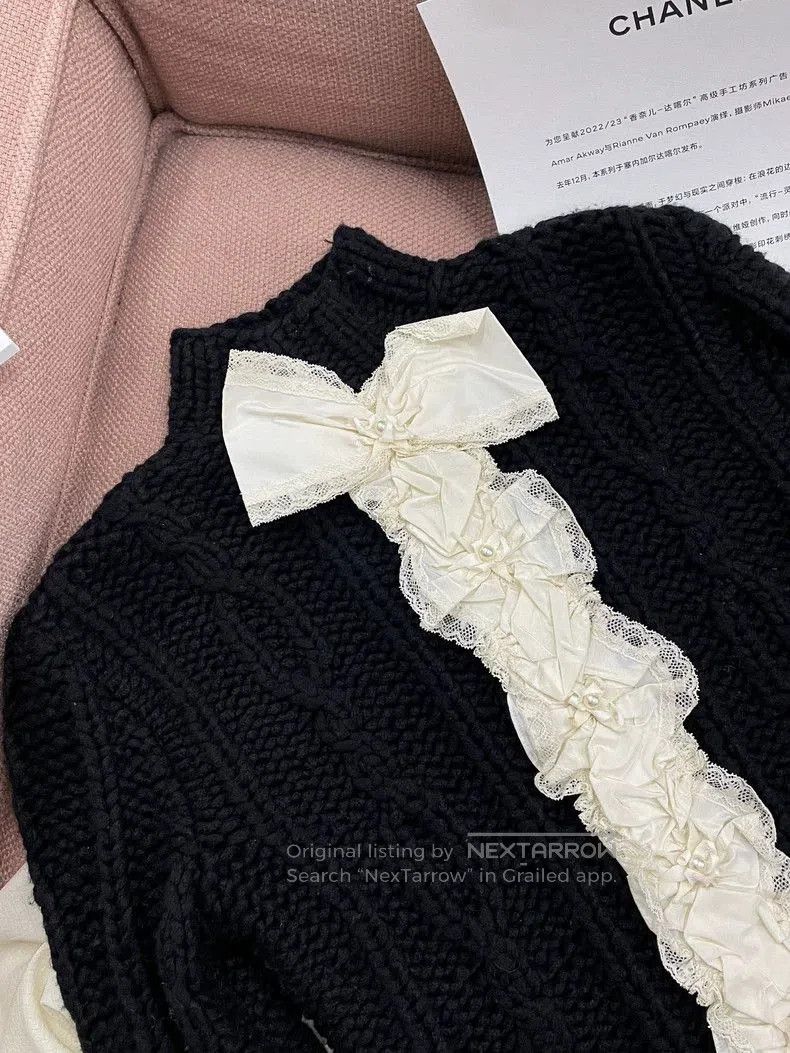 Chanel Chanel Black Lace Panel Long Sleeve Sweater. Size US S / EU 44-46 / 1 - 2 Thumbnail