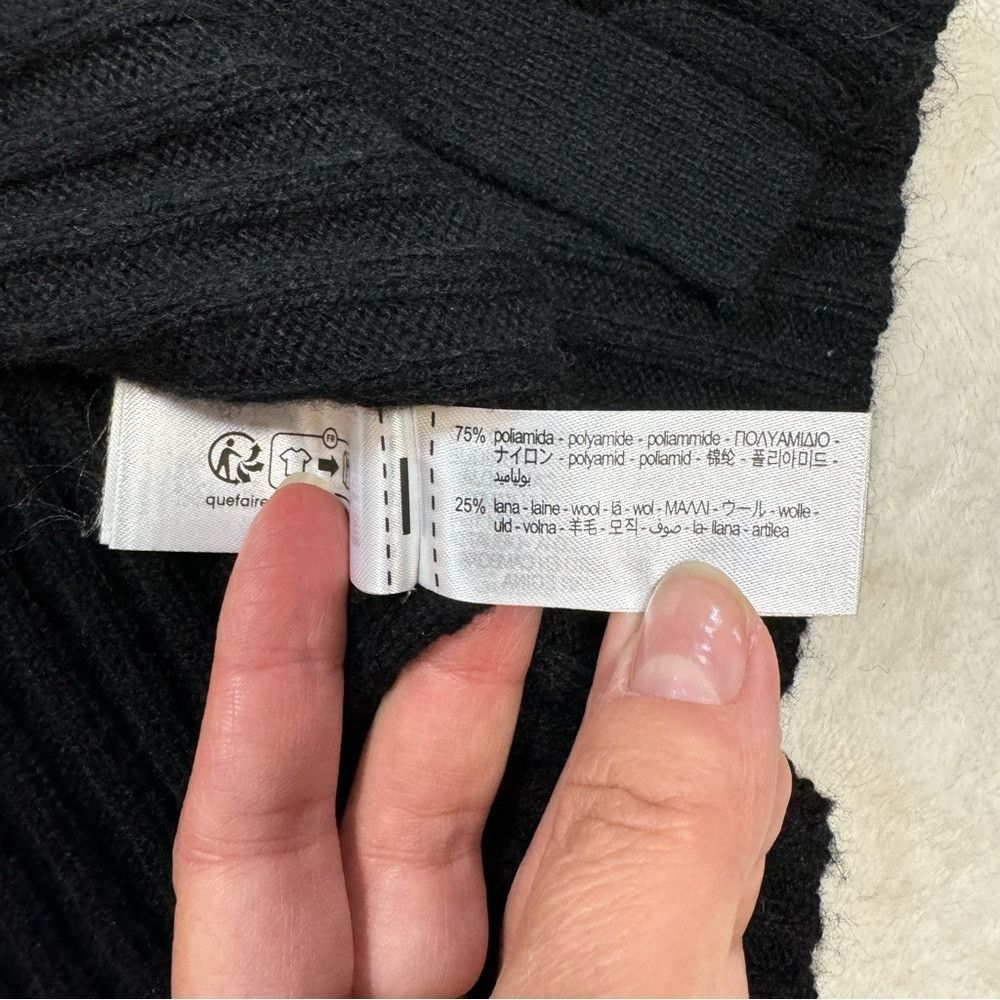 Zara NWT New Zara Wool Blend Knit Diagonal Closure Black Cardiga Size L / US 10 / IT 46 - 8 Thumbnail