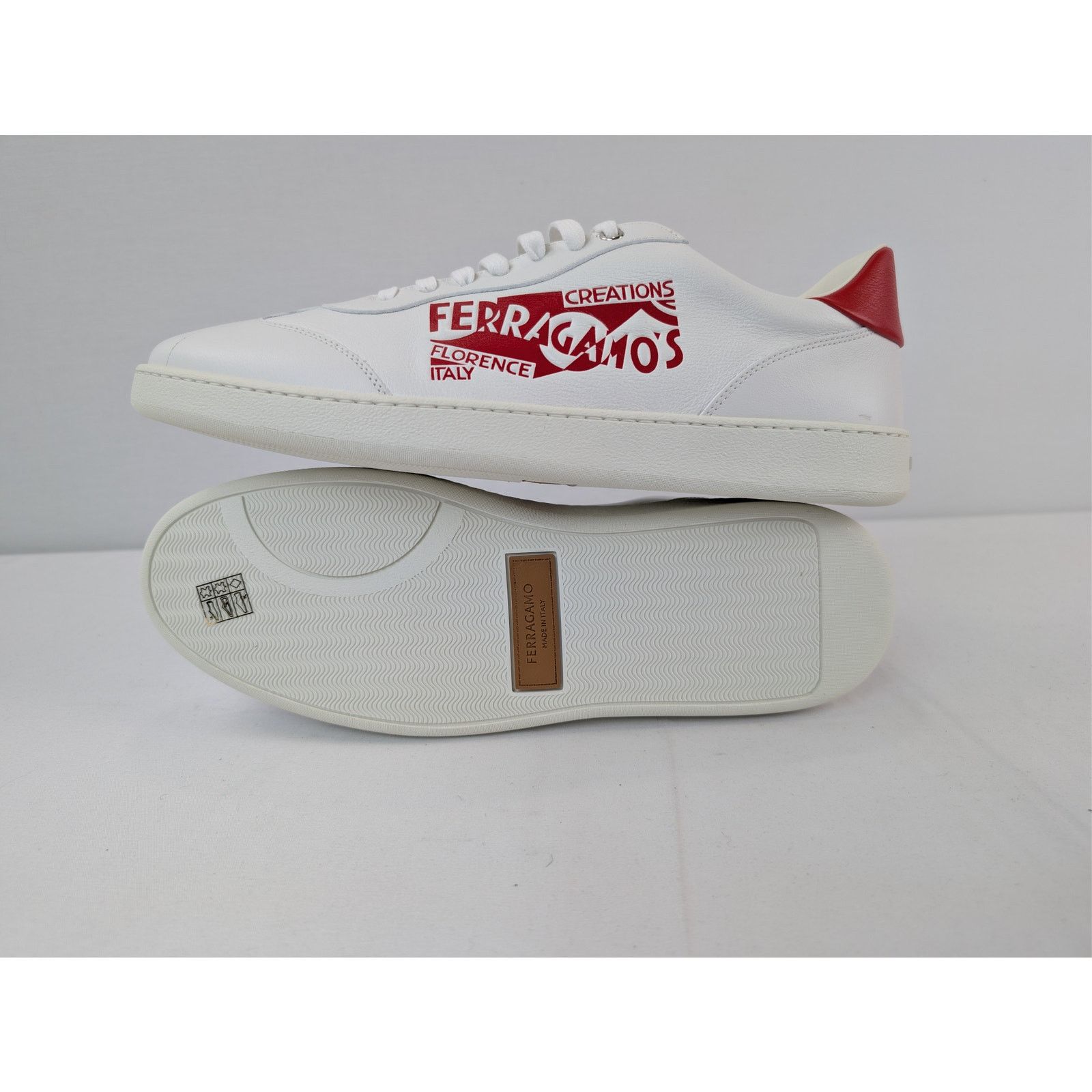 Salvatore Ferragamo o1rshd1 Achille Venn Low-Top Sneakers in White/Red Size US 11 / EU 44 - 13 Thumbnail
