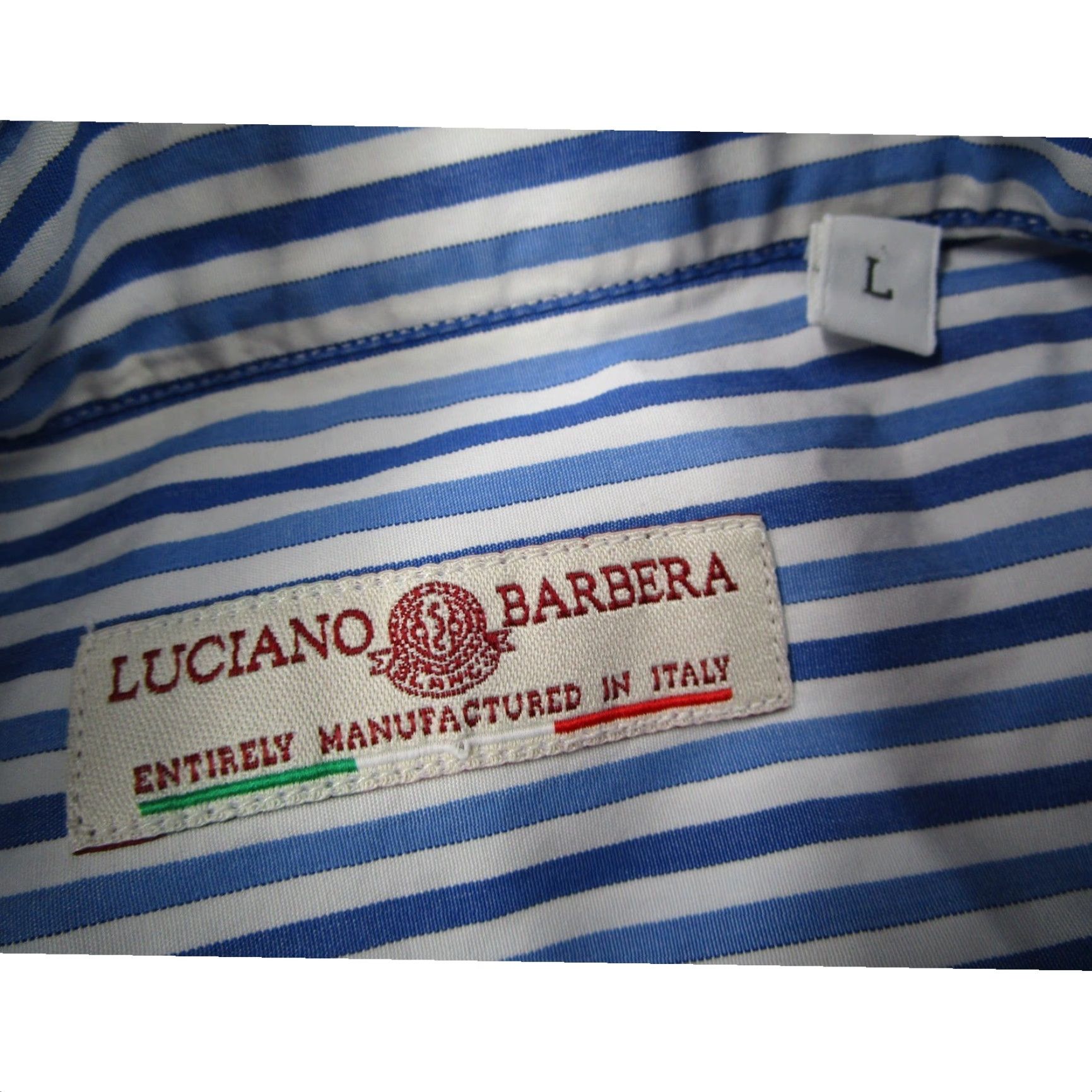 Vintage Luciano Barbera Shirt Men Large Blue White Striped Club Collar Button Down Italy Size US L / EU 52-54 / 3 - 3 Thumbnail