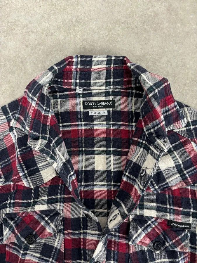 Dolce & Gabbana 2010s Dolce & Gabbana Red Black White Checkered Sicilian Shirt Size US M / EU 48-50 / 2 - 8 Thumbnail