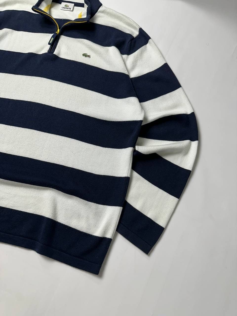 Lacoste Vintage 00s Lacoste Striped Rugby Q-Zip Sweater Size US XL / EU 56 / 4 - 2 Thumbnail