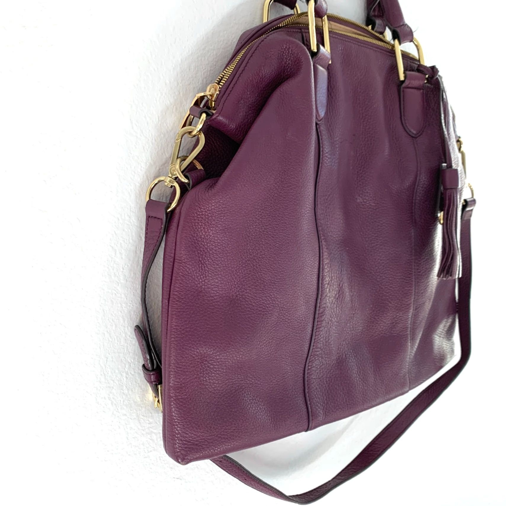 Vintage **G.I.L.I Purple Leather Crossbody Convertible Satchel Tassel** User: **G.I.L.I Purple Leather Convertible Crossbody Satchel Tassel** Size ONE SIZE - 2 Thumbnail