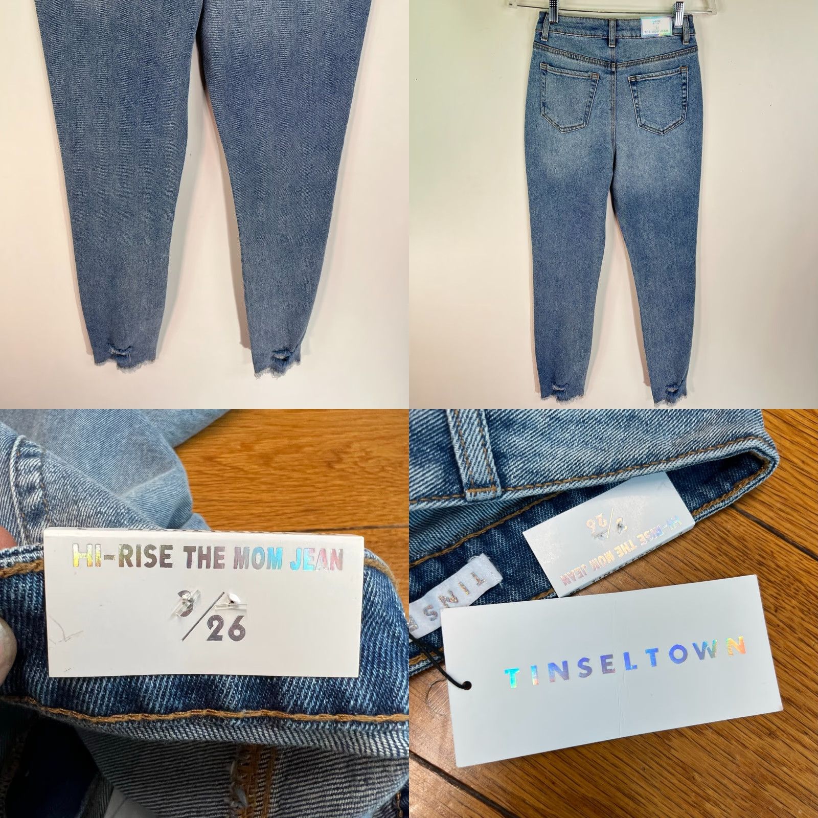 Vintage Tinseltown Distressed Mom Jeans Womens Size 3/26 Blue Medium Wash High Rise Size 26" / US 2 / IT 38 - 8 Thumbnail