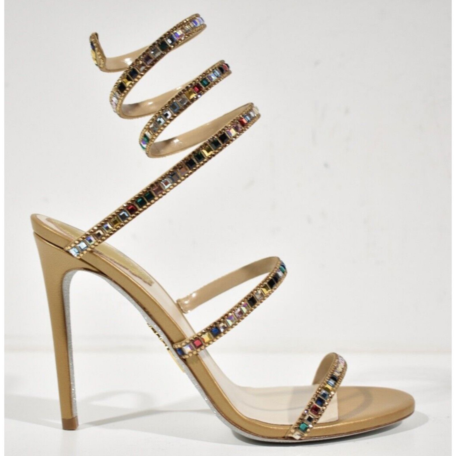 Rene Caovilla Cleo Crystal Ankle Strap Sandal Heel Pump 37.5 Size US 7.5 / IT 37.5 - 2 Thumbnail
