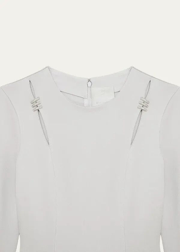 Givenchy o1w1db10325 Long Sleeves Flare Dress in Pearl/Grey Size XL / US 12-14 / IT 48-50 - 5 Thumbnail
