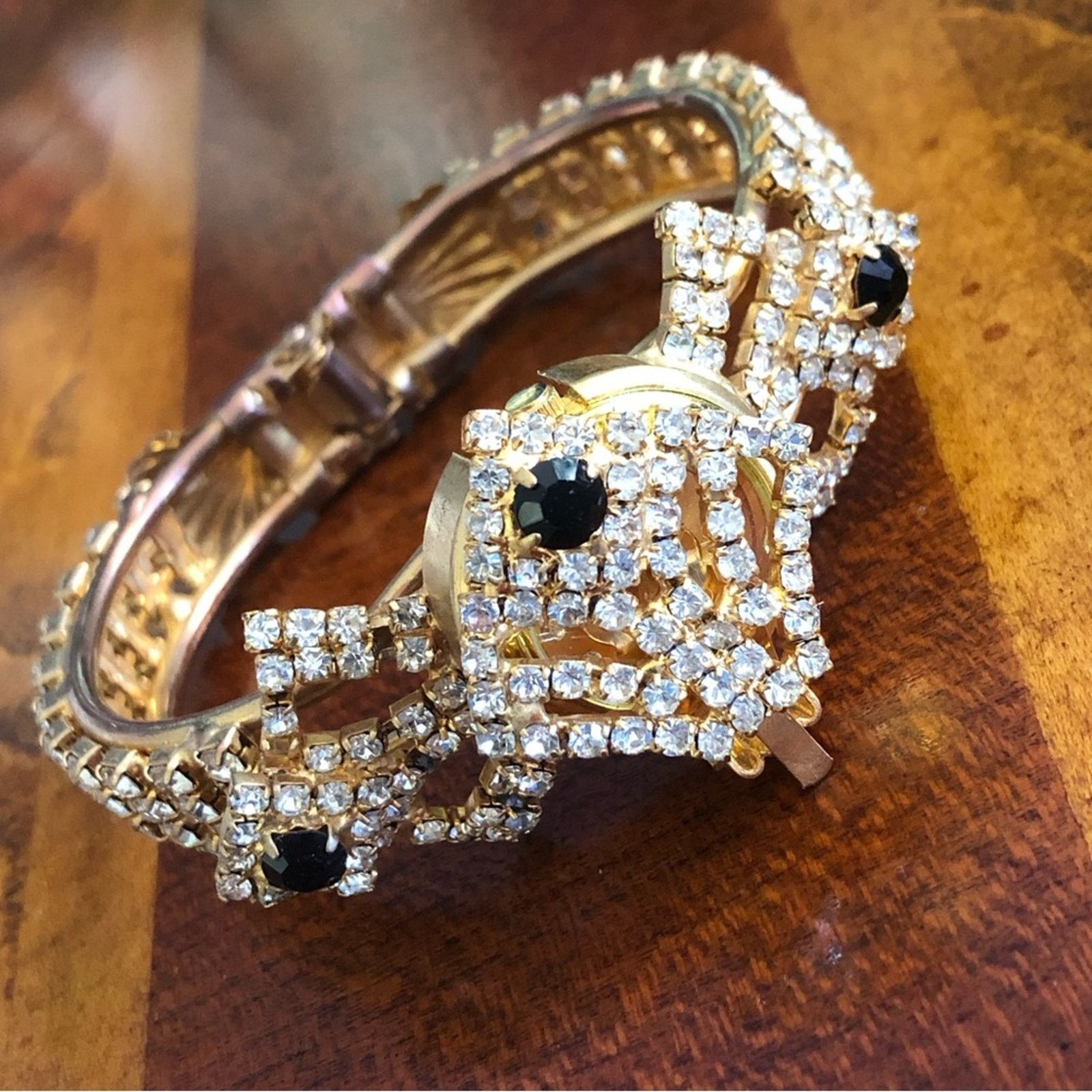Handmade Repurposed handmade bling watch clamp bracelet Size ONE SIZE - 1 Thumbnail