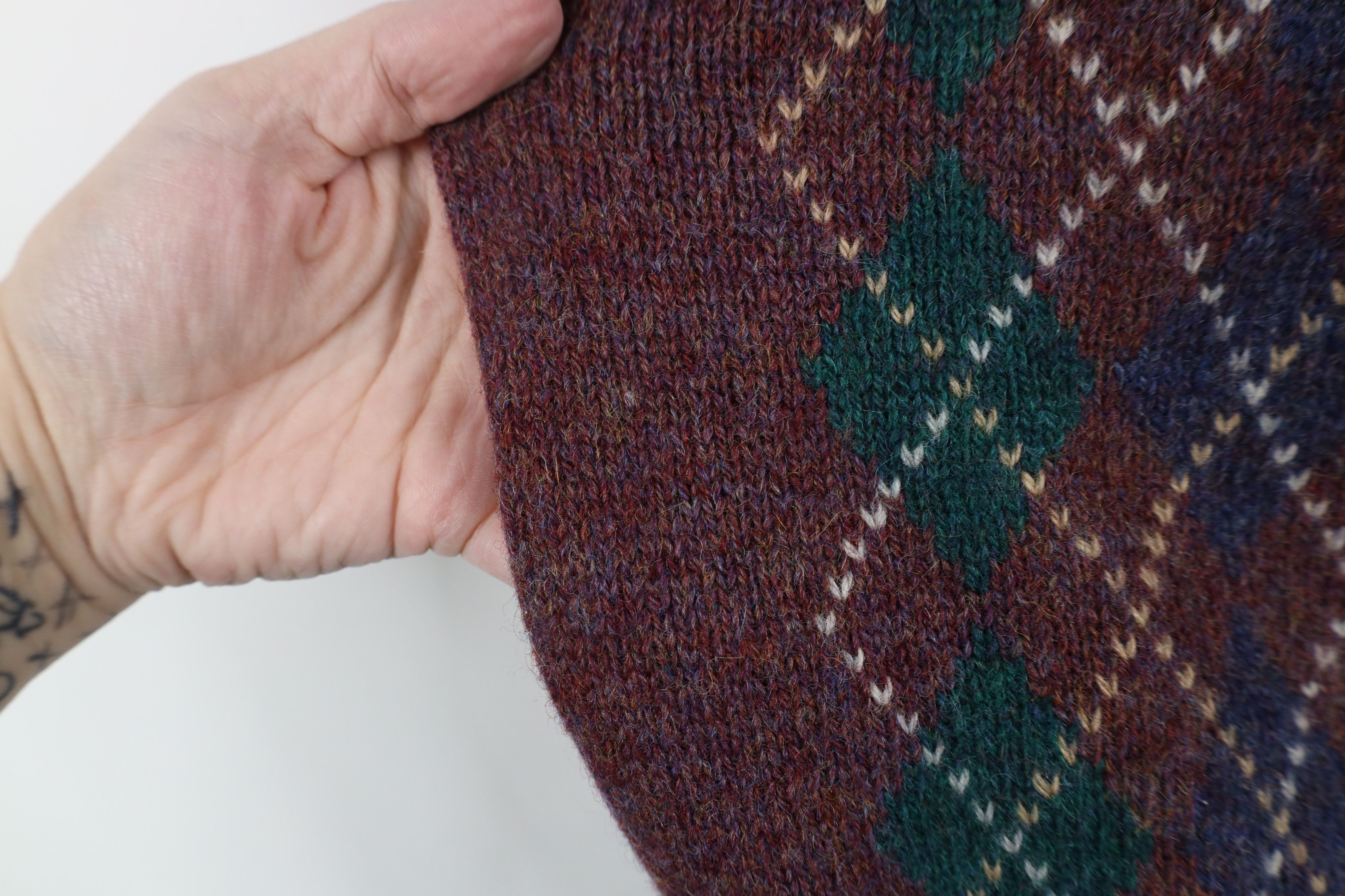 Vintage Vintage 70s Streetwear Wool Knit Argyle Diamond Sweater Size M / US 6-8 / IT 42-44 - 4 Thumbnail