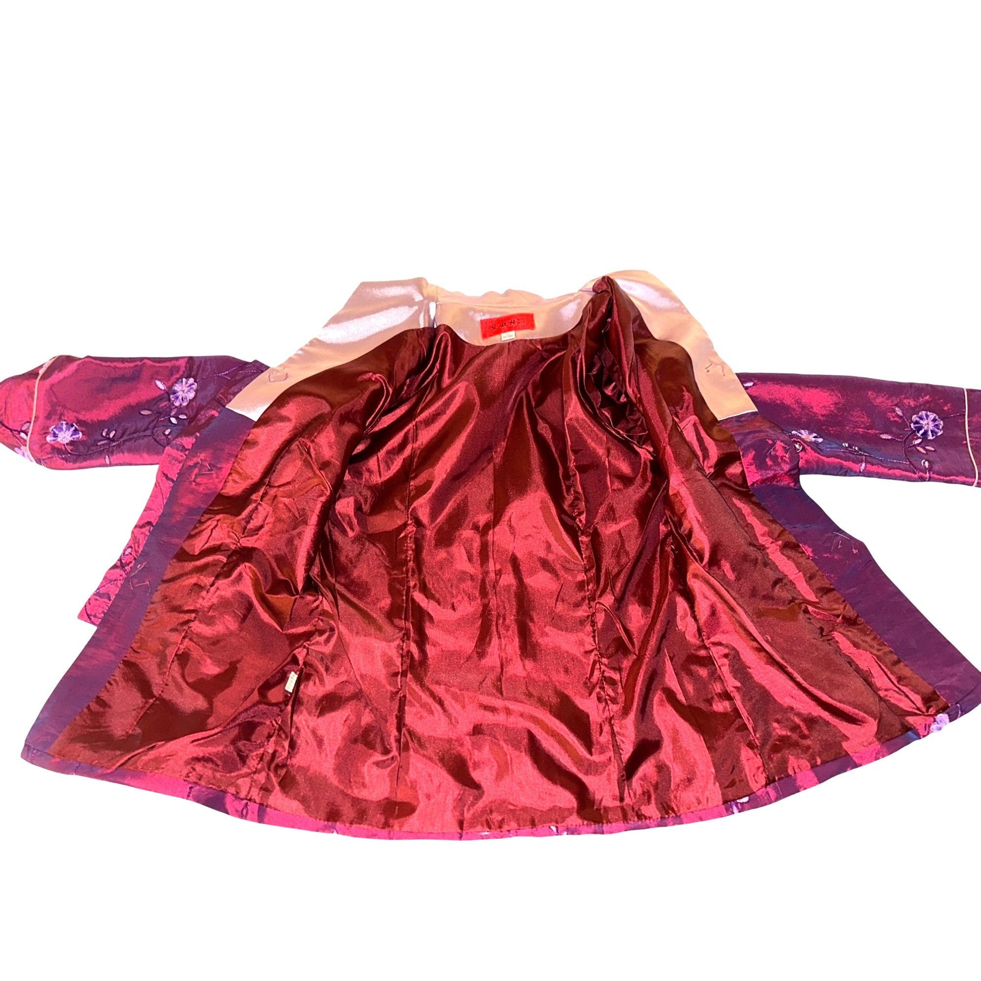 Other Zi Qing Ge Embroidered Floral Chinese Style Jacket Wine Purp Size L / US 10 / IT 46 - 6 Thumbnail