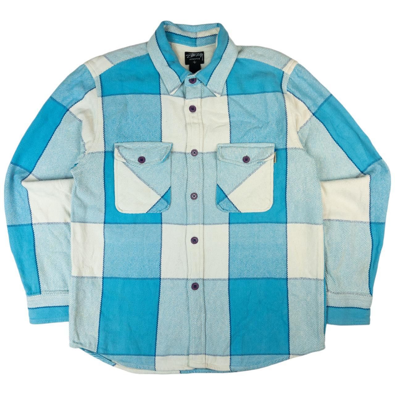 stussy Flat Bottom shirt チェックシャツ Stussy Stussy Flat Bottom Crinkled Shirt Blue Check | Grailed