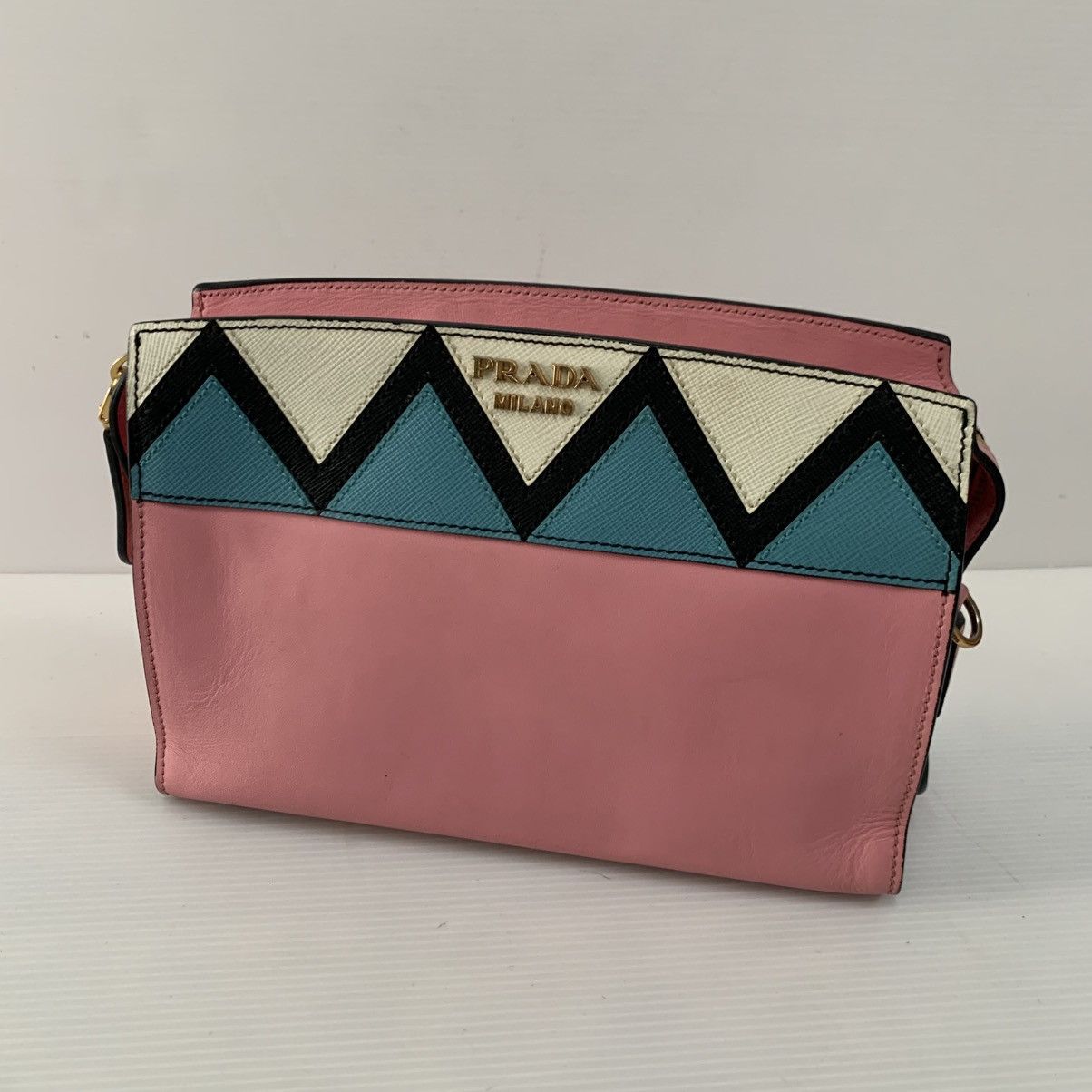 Prada Prada Leather Pink Clutch Bag Size ONE SIZE - 2 Thumbnail