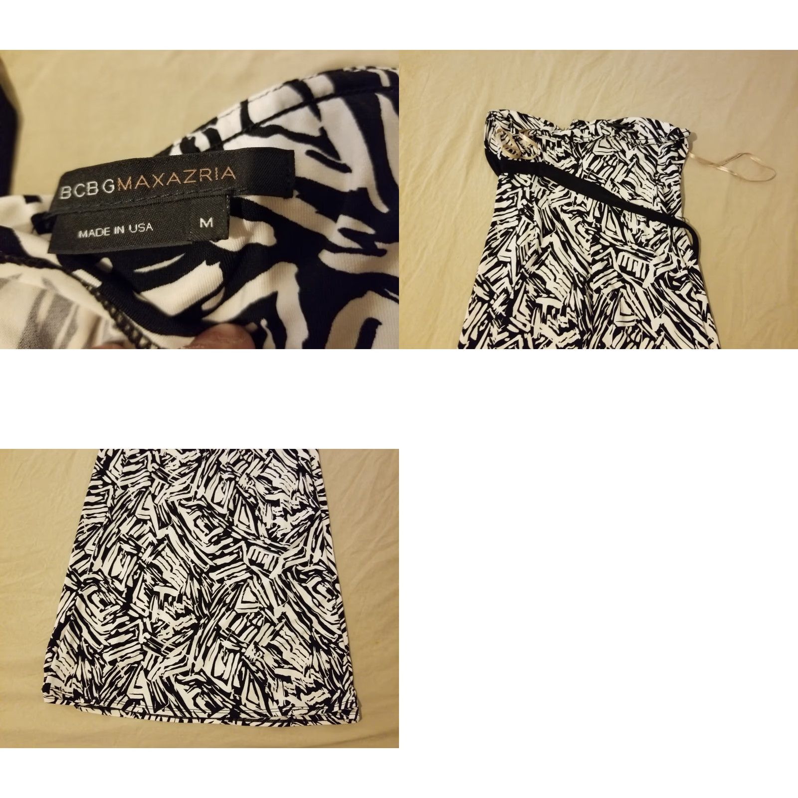Bcbgmaxazria Womens BCBGMAXAZRIA Dress M Medium Black White Cotton A-Line Knee Length Womens Size M / US 6-8 / IT 42-44 - 8 Thumbnail