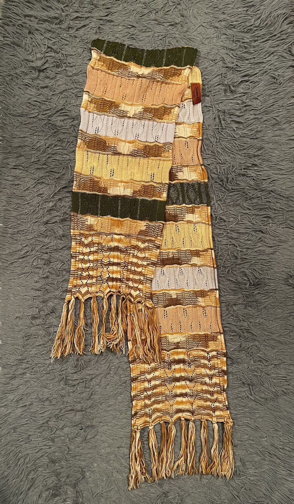 Missoni 90s vintage coloured cable knit scarf