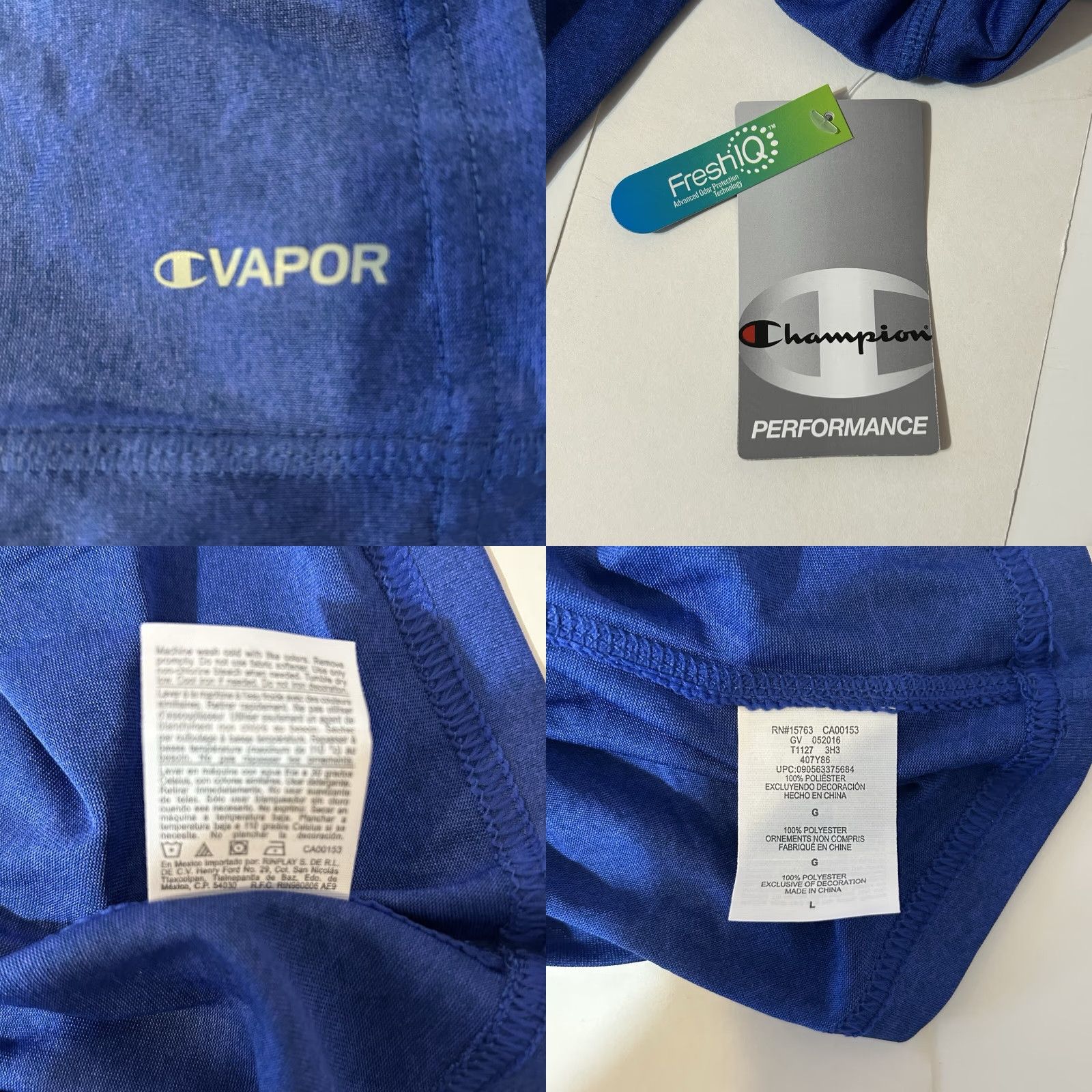 Champion VINTAGE Champion Performance Vapor Long Sleeve Blue Men L NWT New Dead Stock 2015 Size US L / EU 52-54 / 3 - 10 Thumbnail