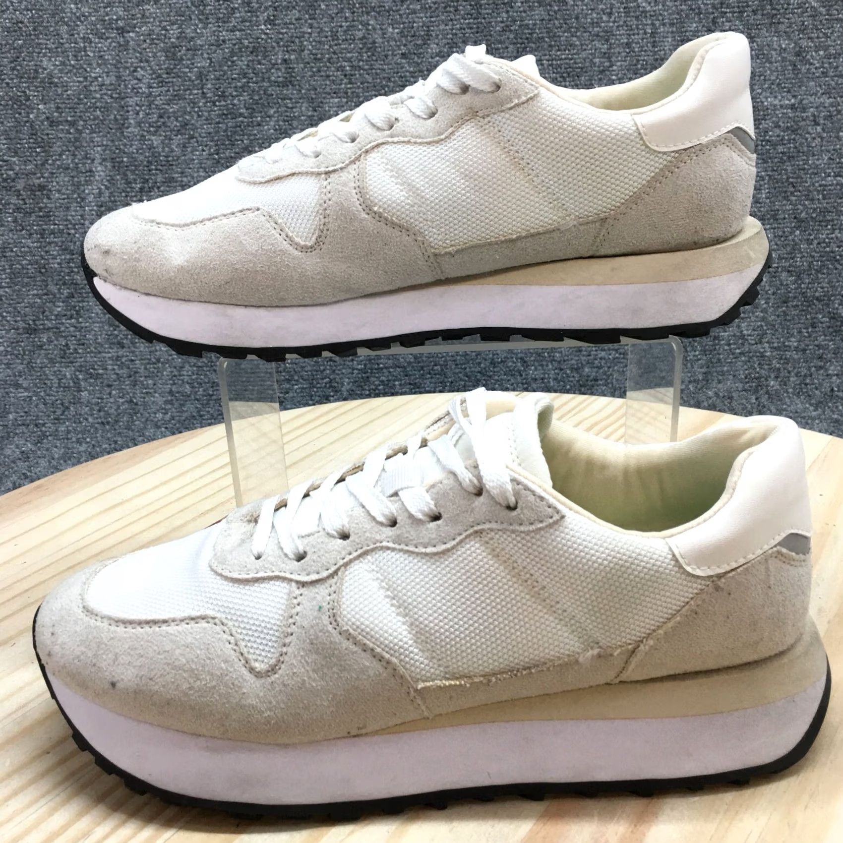 H&M H&M Sneaker Womens 9 White Walking Laced Up Round Toe Casual Comfort Suede Size US 9 / IT 39 - 2 Thumbnail