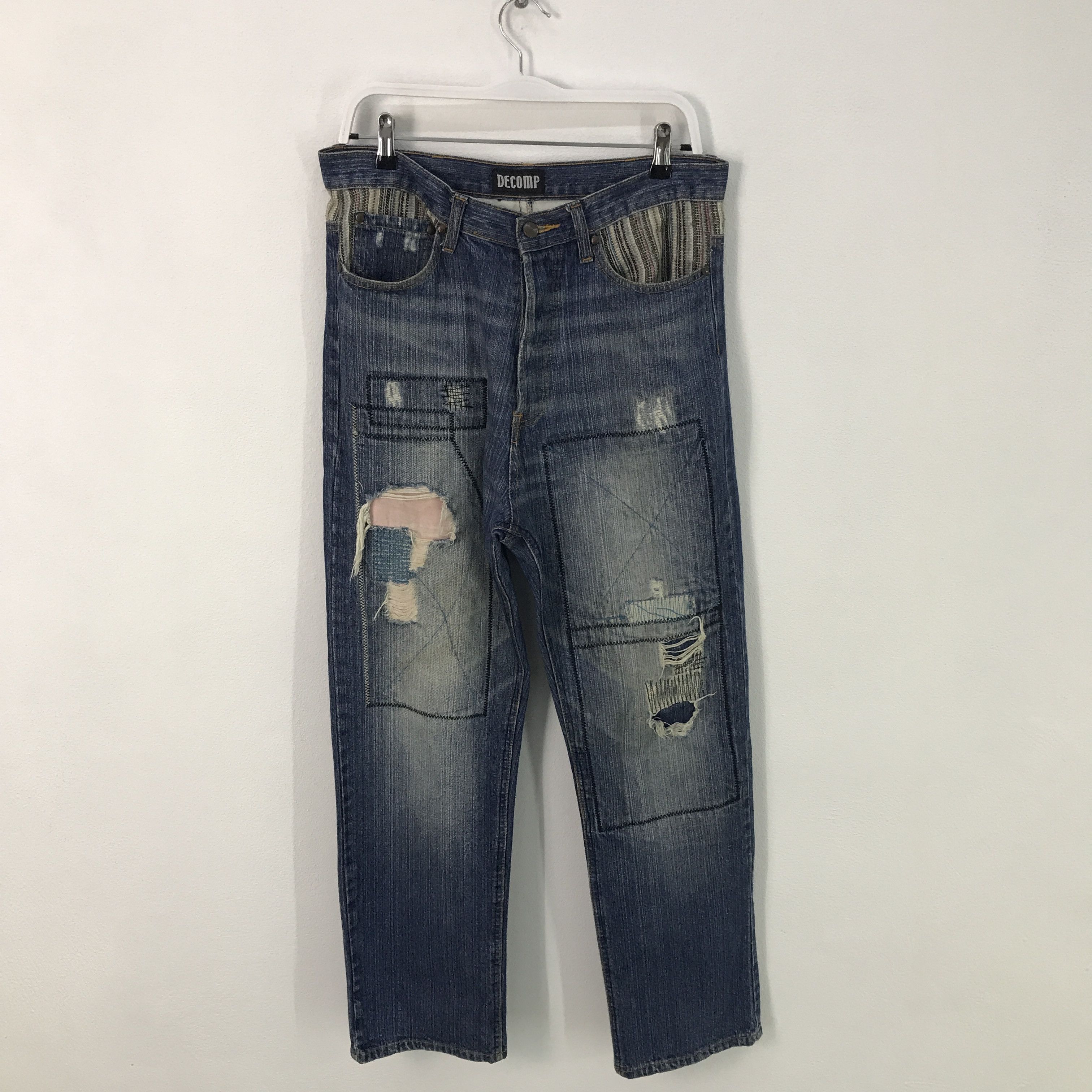 Japanese Brand Rare decomp Japan patchwork design distressed style pants Size US 31 - 1 Thumbnail
