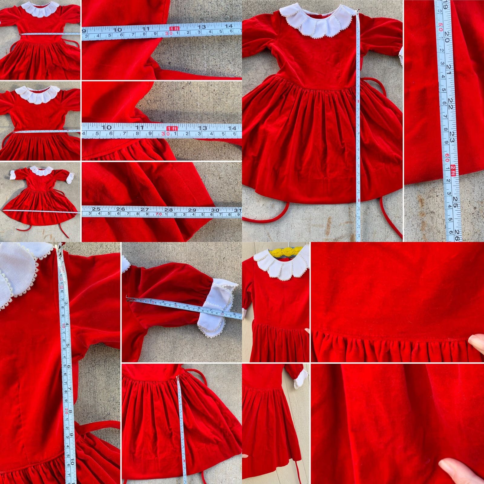 Velvet Vintage Cater Frock New Braunfels, Tex Dress Red Velvet W/ White 6 Dress Girls Slim? Size ONE SIZE - 8 Thumbnail