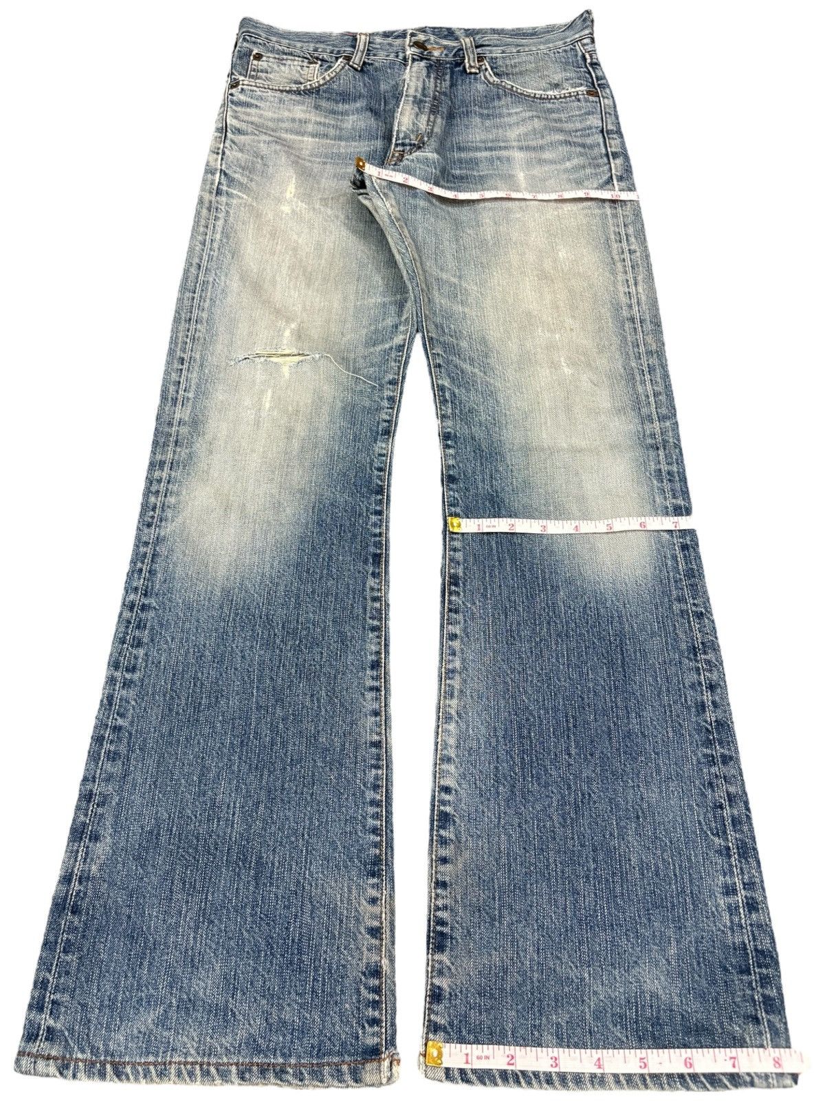 Edwin Vintage Japanese Edwin 503 Rebel Distressed Flare Jeans Size US 30 / EU 46 - 13 Thumbnail