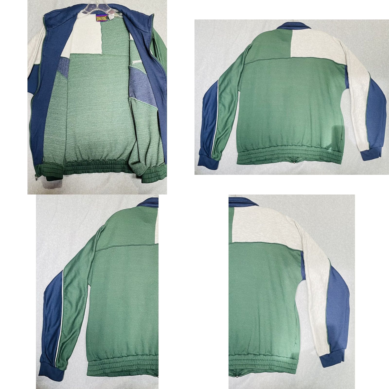 Spalding VINTAGE Spalding Jacket Long Sleeve Full Zip Sweater Green Blue Gray Large Men Size US L / EU 52-54 / 3 - 8 Thumbnail