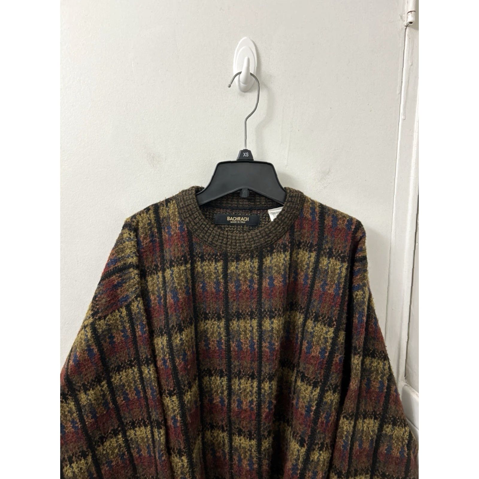 Vintage VINTAGE Bachrach Wool Sweater Mens M Brown Plaid Knit Crewneck Pullover Size US M / EU 48-50 / 2 - 2 Thumbnail
