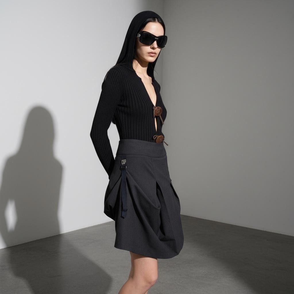 Cop Copine The Cop Copine Half Pleated Draped Archive Skirt Size 28" / US 6 / IT 42 - 2 Thumbnail