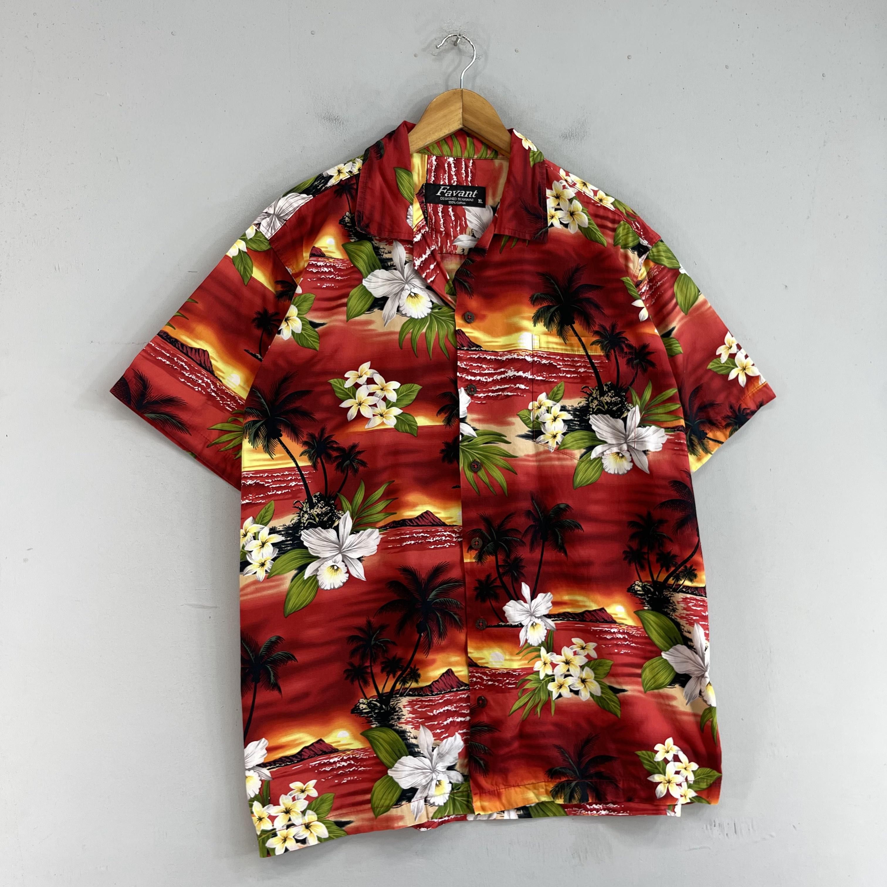 Vintage Vintage FAVANT Hawaii Island Beach Tropical Motive Shirt Size US XL / EU 56 / 4 - 4 Thumbnail