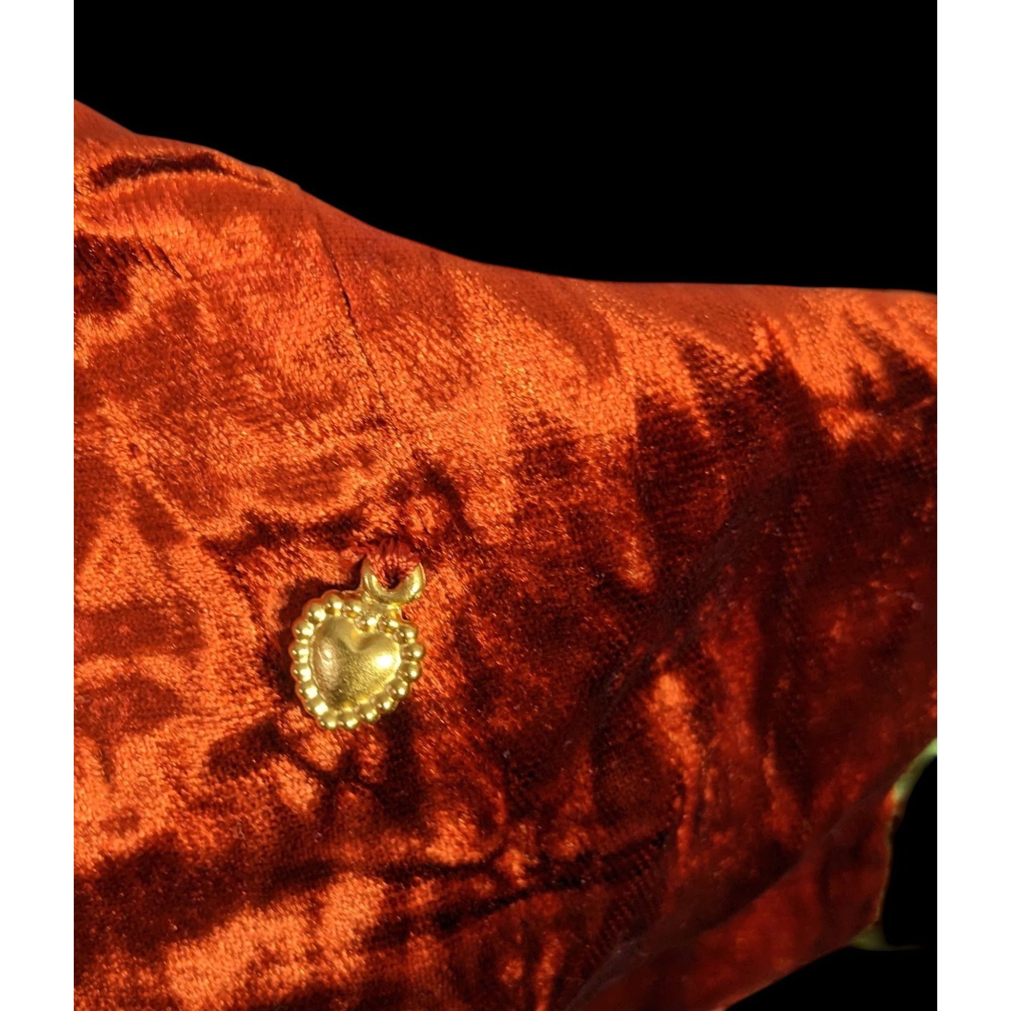 Other Papagena Paris Vintage Orange & Green Velvet Scarf W/Gold He Size ONE SIZE - 5 Thumbnail