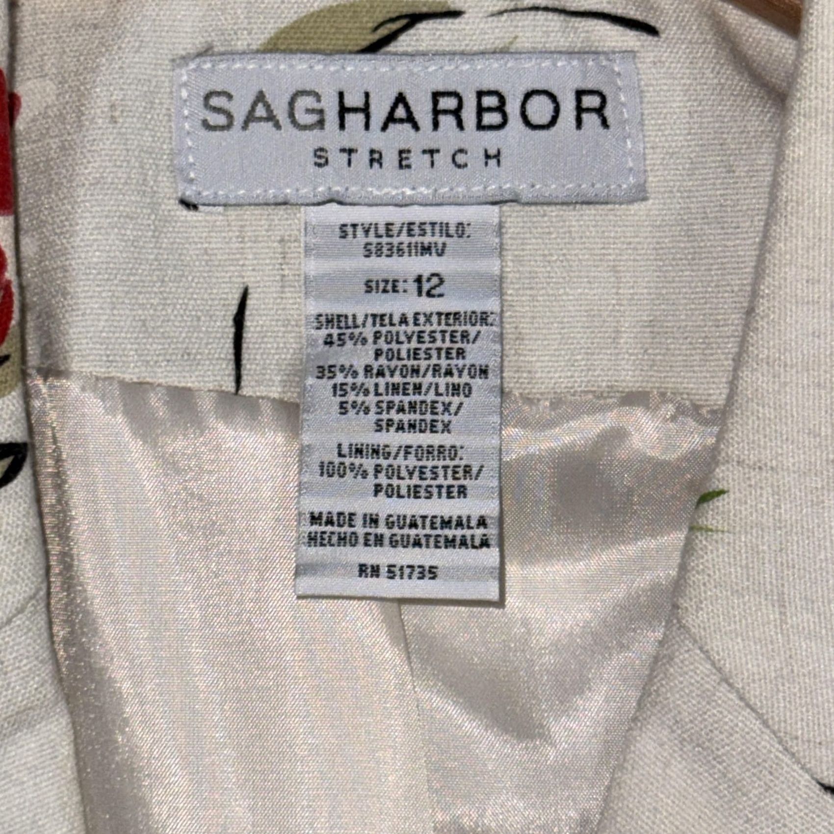 Vintage Sag Harbor Blazer Womens 12 White Floral Linen Blend Stretch Lined Jacket Size XL / US 12-14 / IT 48-50 - 4 Thumbnail