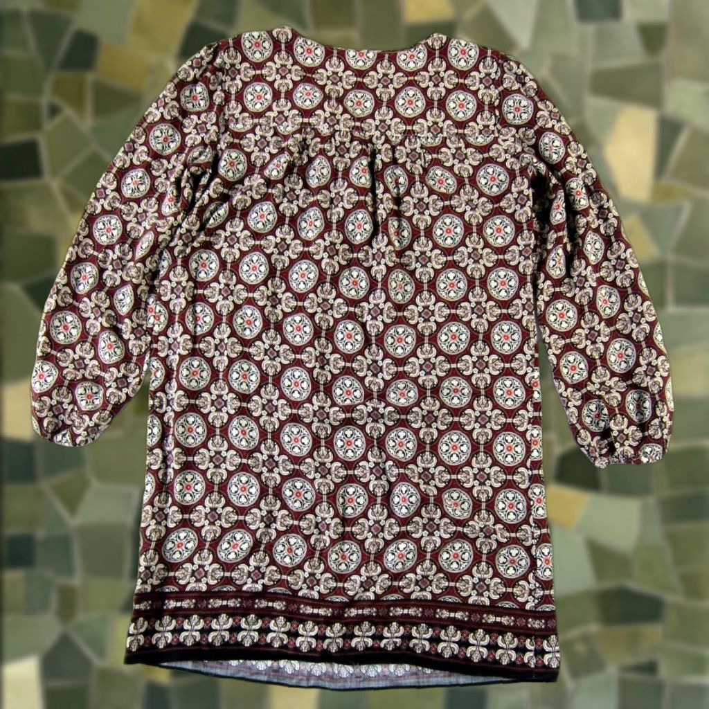 Vintage Max Studio Rayon Red Black Pink Paisley Floral Long Sleeve Tunic Shift Dress S Size S / US 4 / IT 40 - 1 Thumbnail