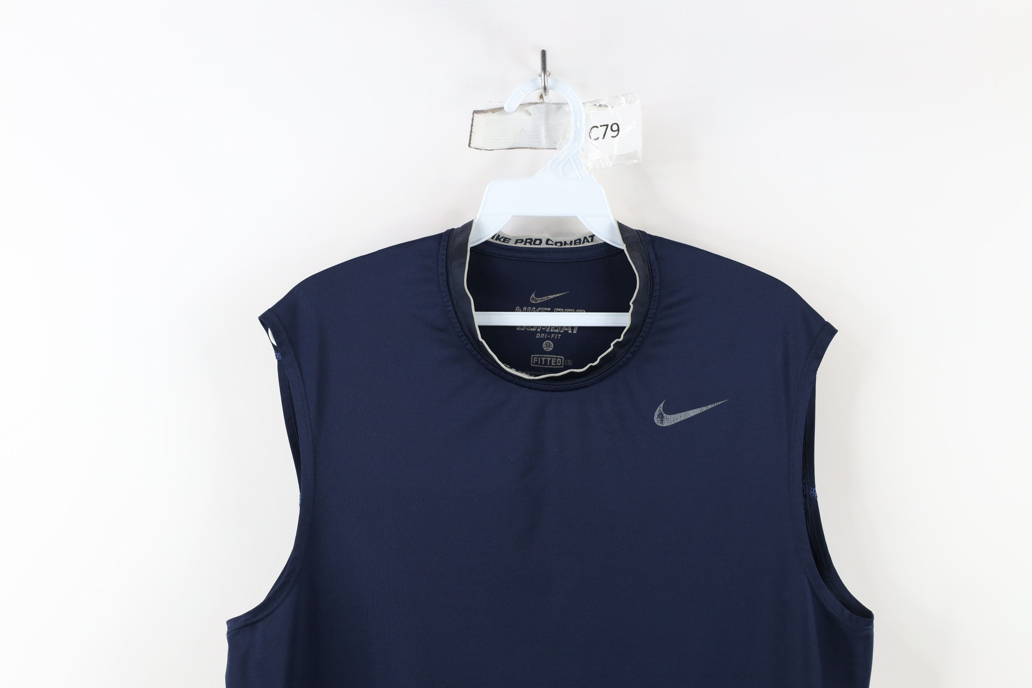 Nike × Vintage Nike Pro Combat Fitted Muscle Tank Tank Top T-Shirt Blue Size US M / EU 48-50 / 2 - 2 Thumbnail