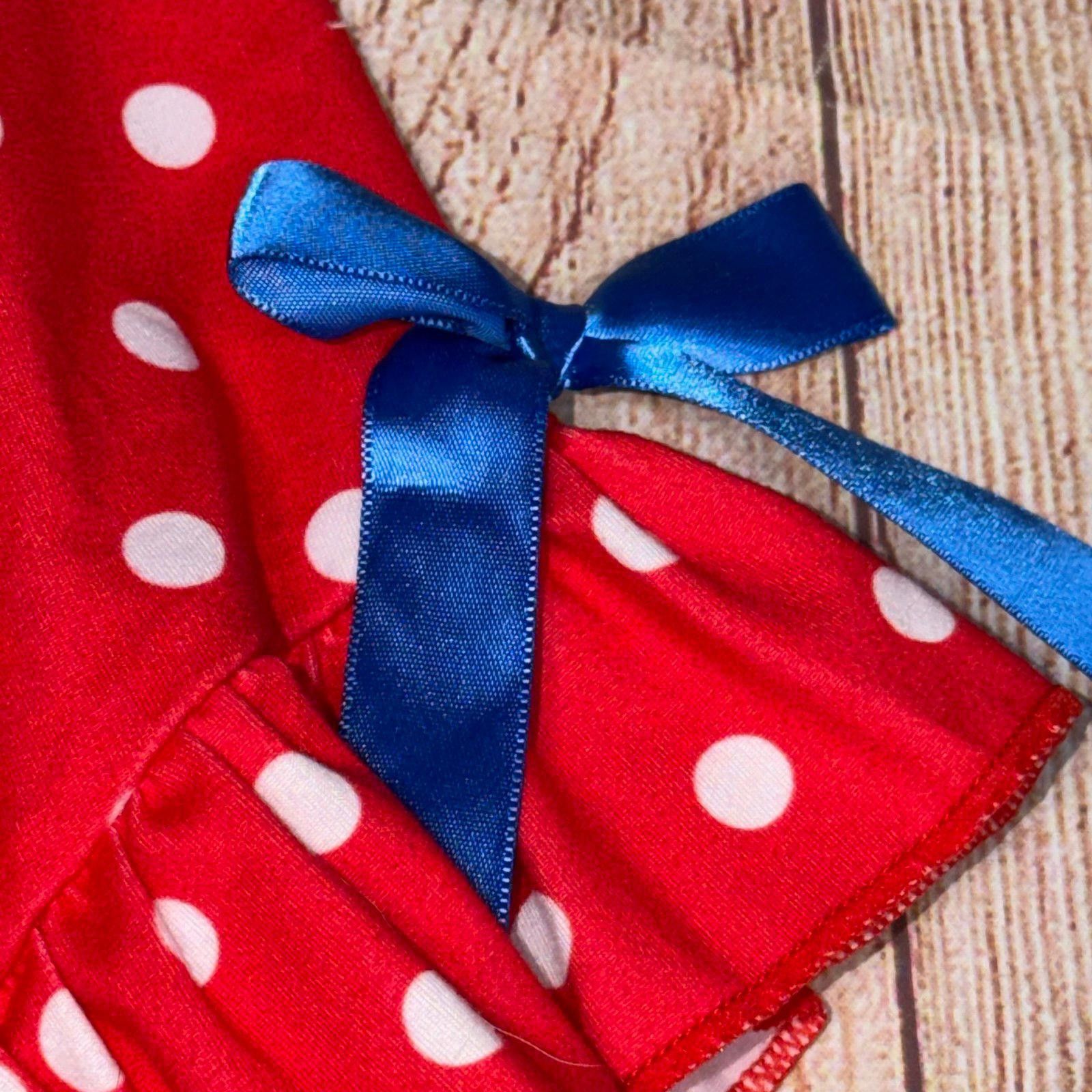 Other Girls 8/9 Red Polka Dot Ruffle Hem Shorts with Blue Ribbon Size 24" / US 00 / IT 34 - 2 Thumbnail
