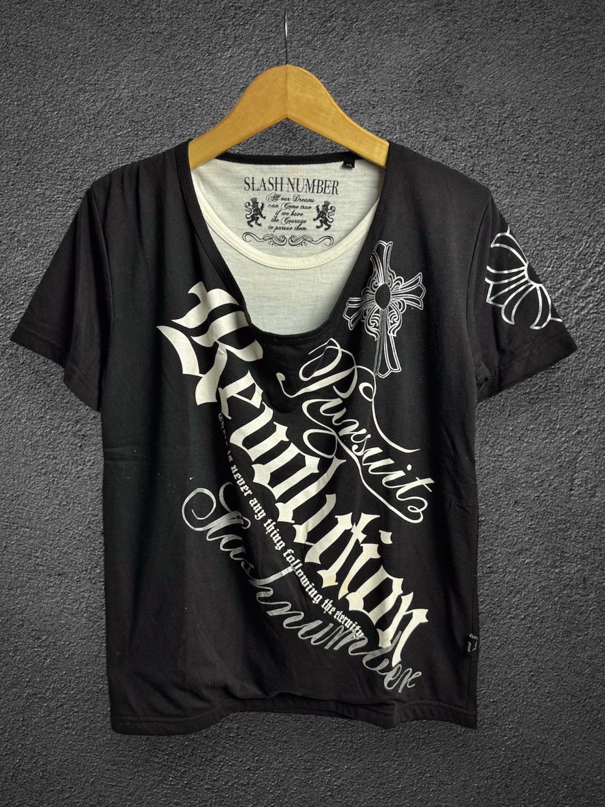 double layer poem crosses slash number japan brand