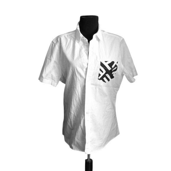 Asos ASOS Mens White Short Sleeve Button-Up Shirt Black Geometric Size US M / EU 48-50 / 2 - 1 Thumbnail