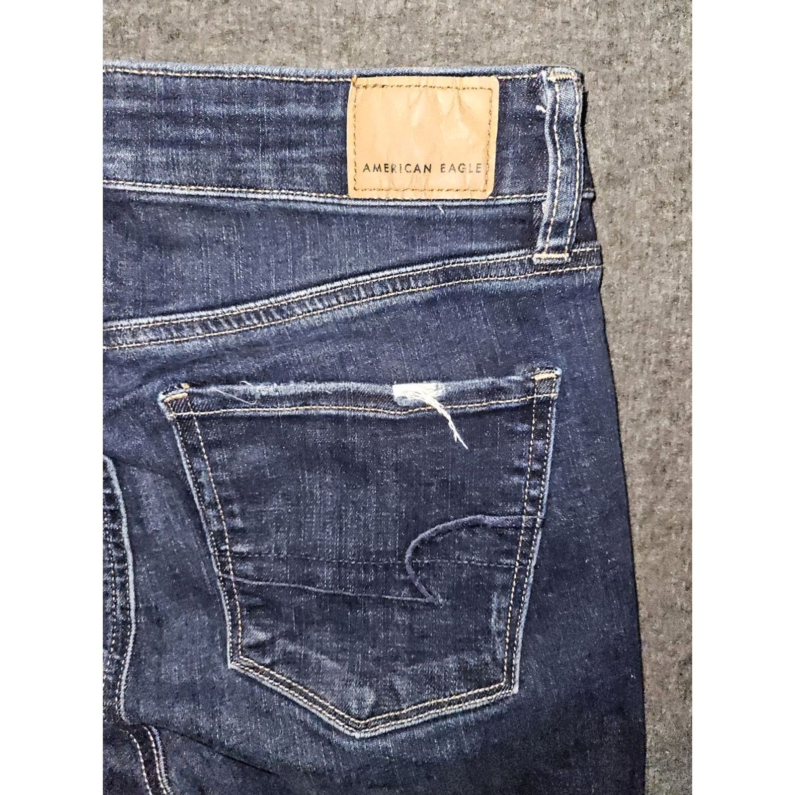 American Eagle Outfitters VINTAGE American Eagle Outfitters Hi Rise Jeggings Crop Women's 4 Blue Stretch Distressed Preppy Size 27" / US 4 / IT 40 - 8 Thumbnail