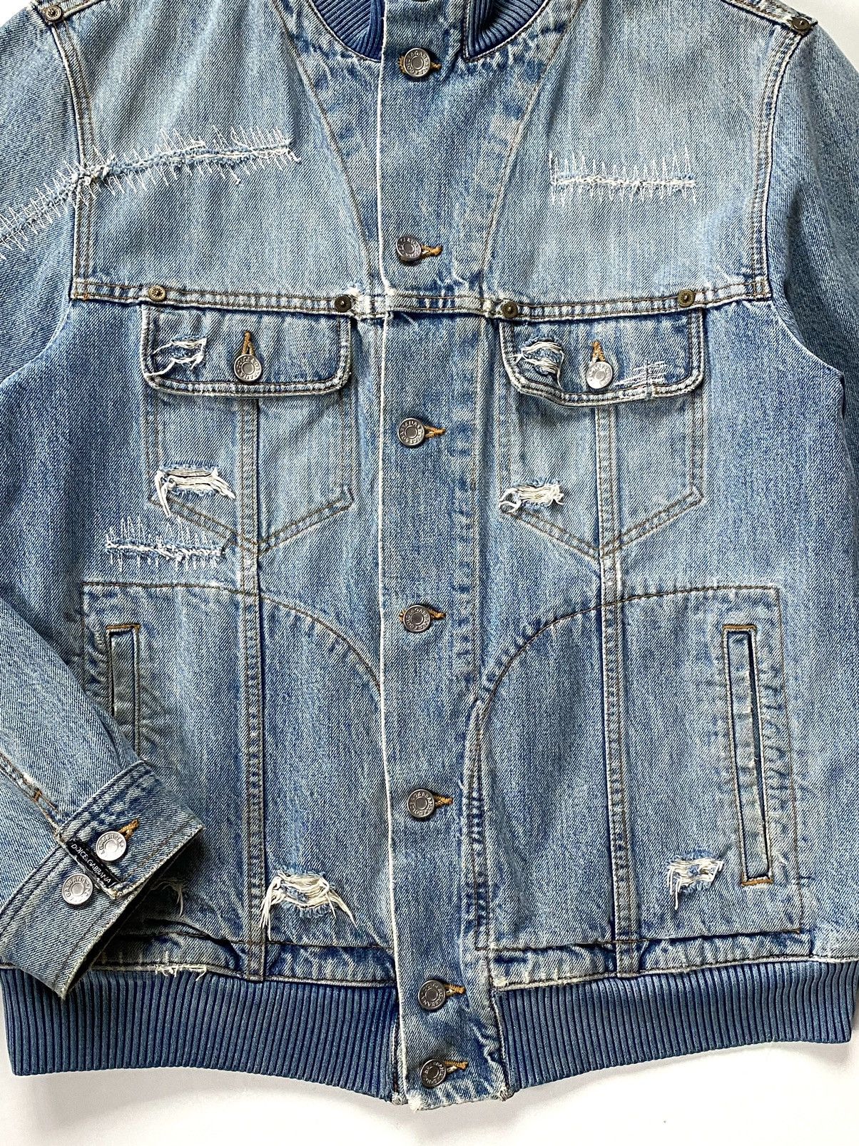 Dolce & Gabbana 00s Dolce&Gabbana Washed Denim Distressed Jacket Size US L / EU 52-54 / 3 - 6 Thumbnail