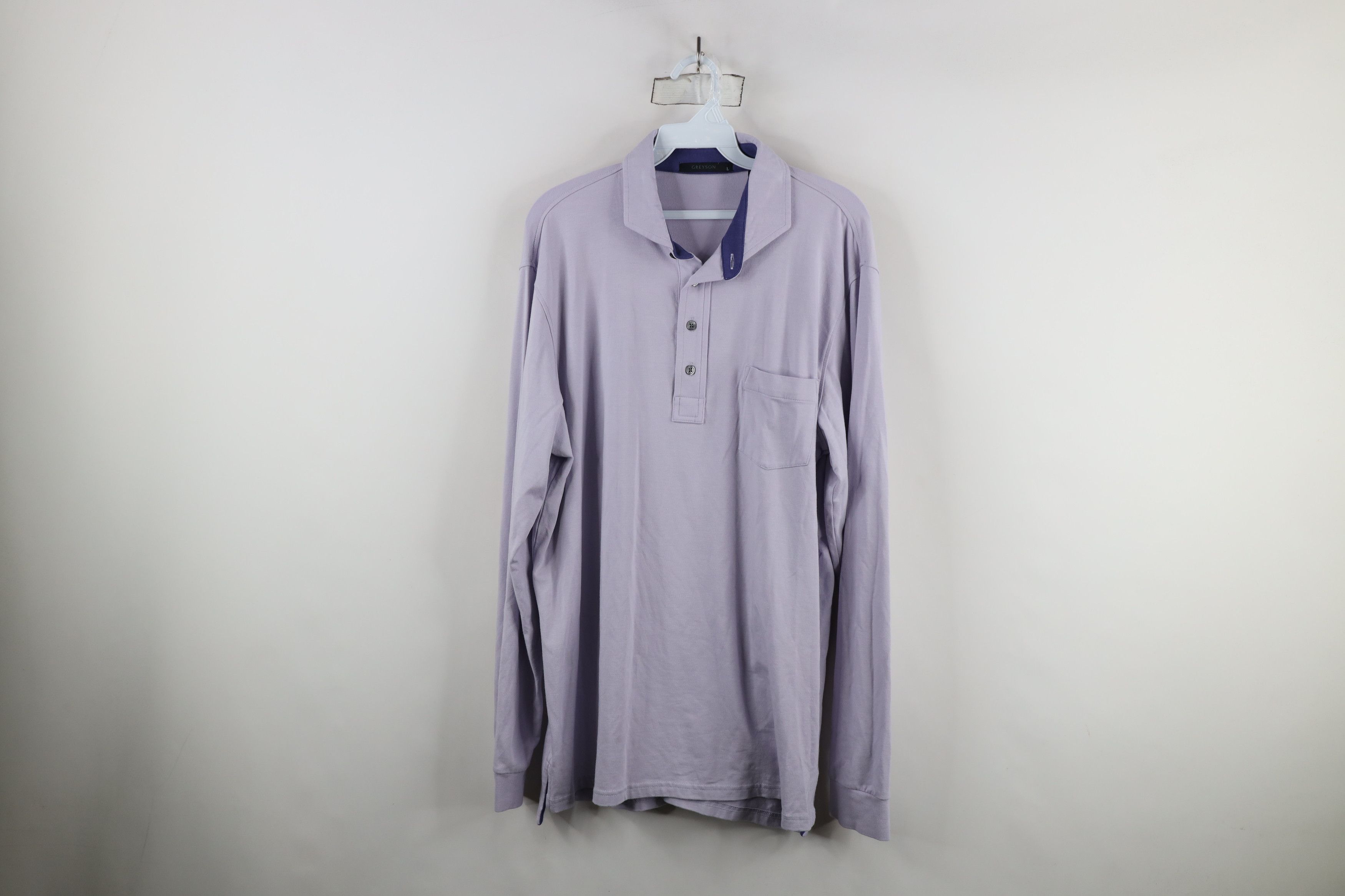 Vintage Greyson Clothiers Long Sleeve Collared Polo Shirt Purple Size US L / EU 52-54 / 3 - 1 Thumbnail