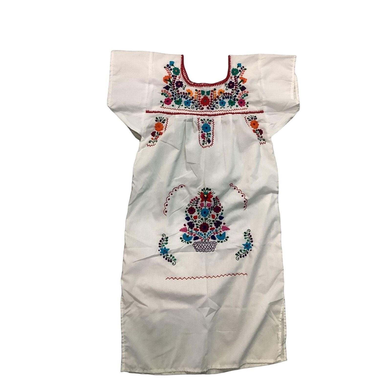Vintage Embroidered Mexican style white dress Size S / US 4 / IT 40 - 1 Thumbnail