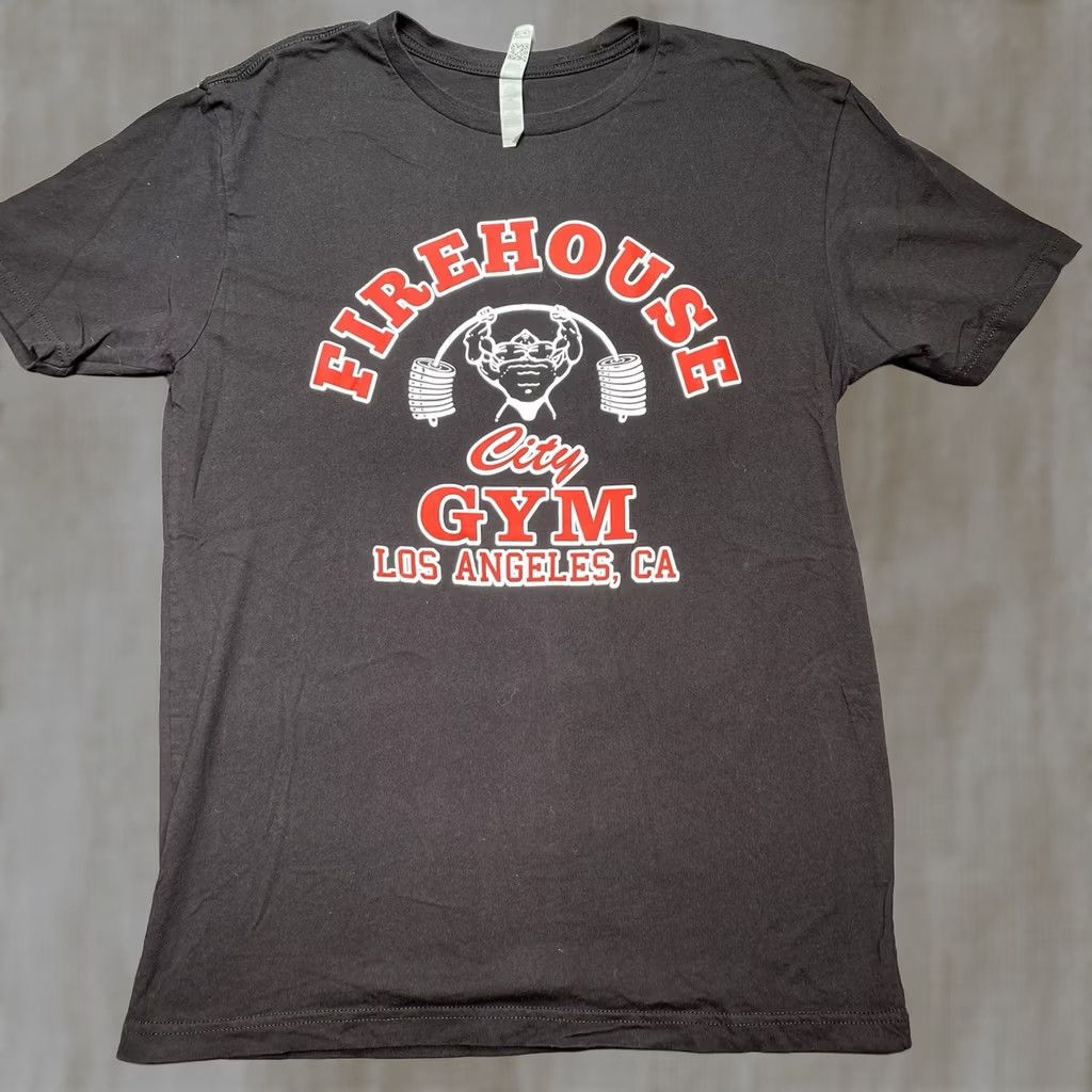 Vintage Los Angeles Gym Shirt Men’s M Firehouse Gym Parody Tee Lifting Body Builder Black Funny Tee Mens M Size US M / EU 48-50 / 2 - 1 Thumbnail