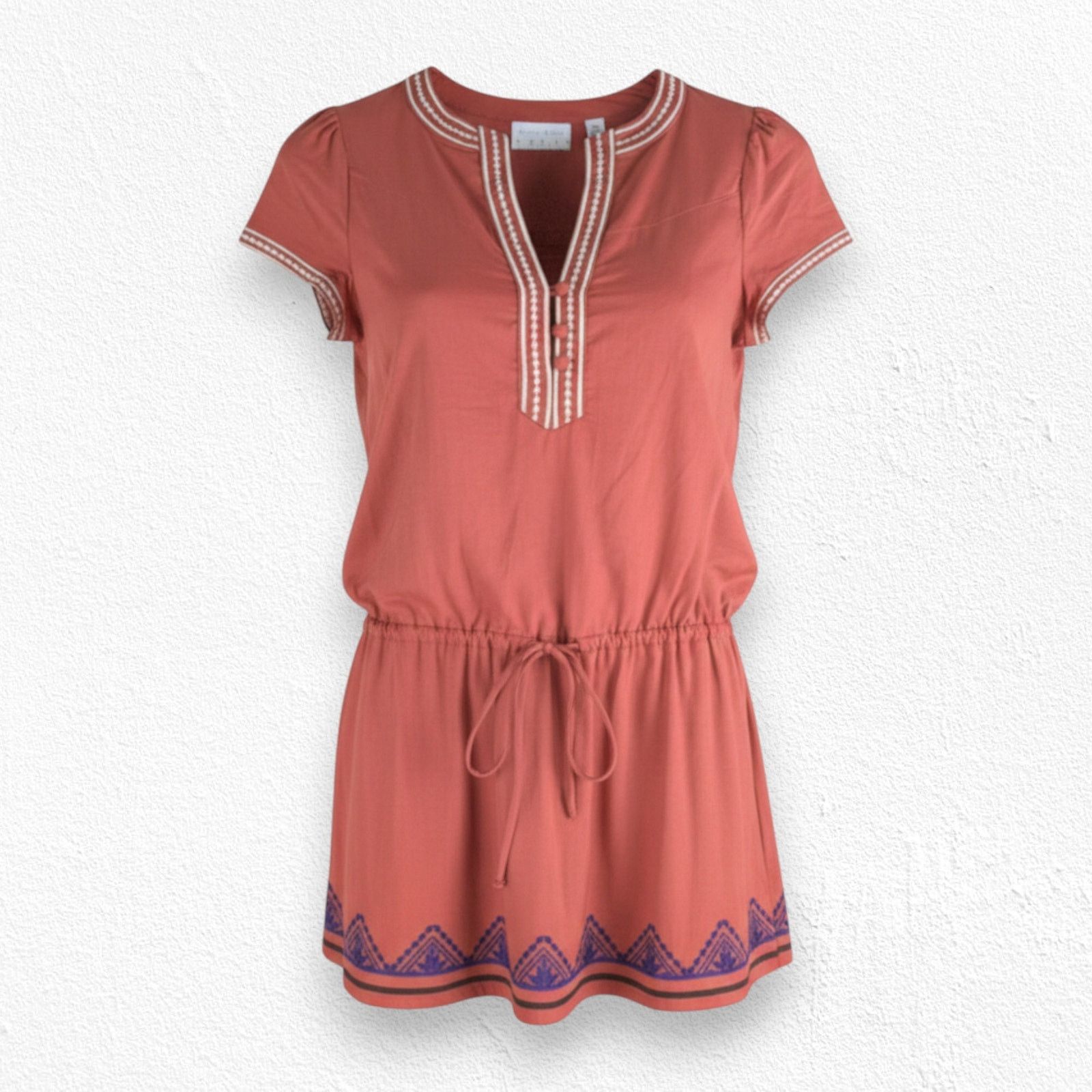 Other Terracotta Embroidered Boho Peplum Style Tunic Top Size XS Size XS / US 0-2 / IT 36-38 - 1 Thumbnail