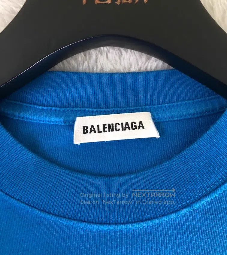 Balenciaga Balenciaga Blue Letter Crew Neck Short Sleeve Size US M / EU 48-50 / 2 - 6 Thumbnail