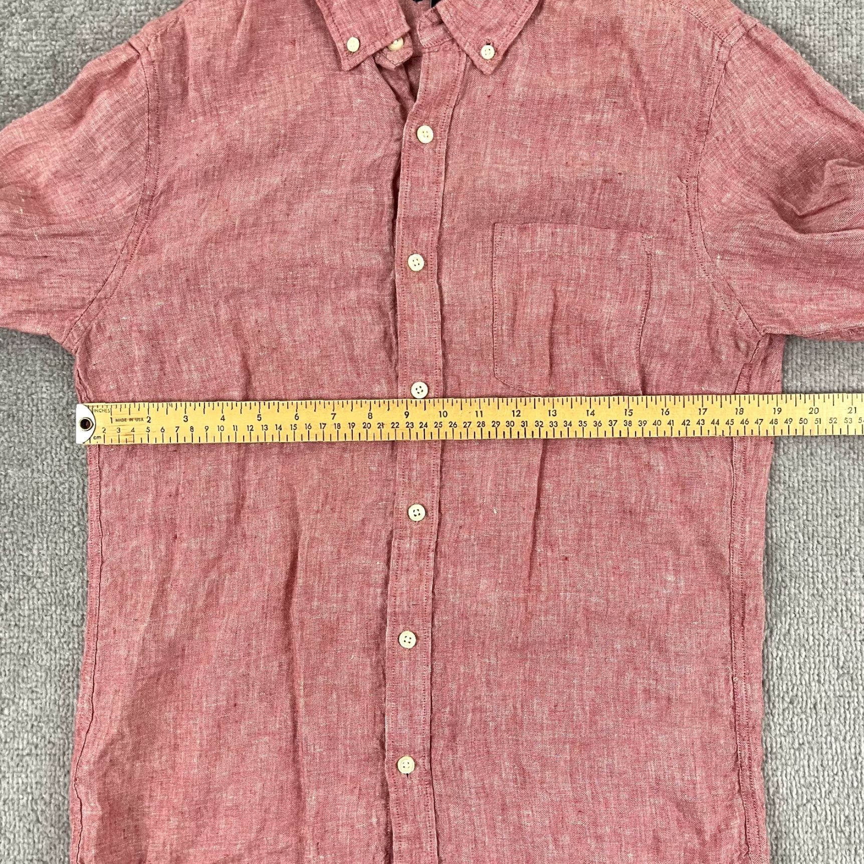 J.Crew J. CREW Shirt Men Small Slim Fit Button-Down Long Sleeve Preppy Summer Old Money Red Linen Button-Up Solid Casual, Workwear Mens S Size US S / EU 44-46 / 1 - 6 Thumbnail
