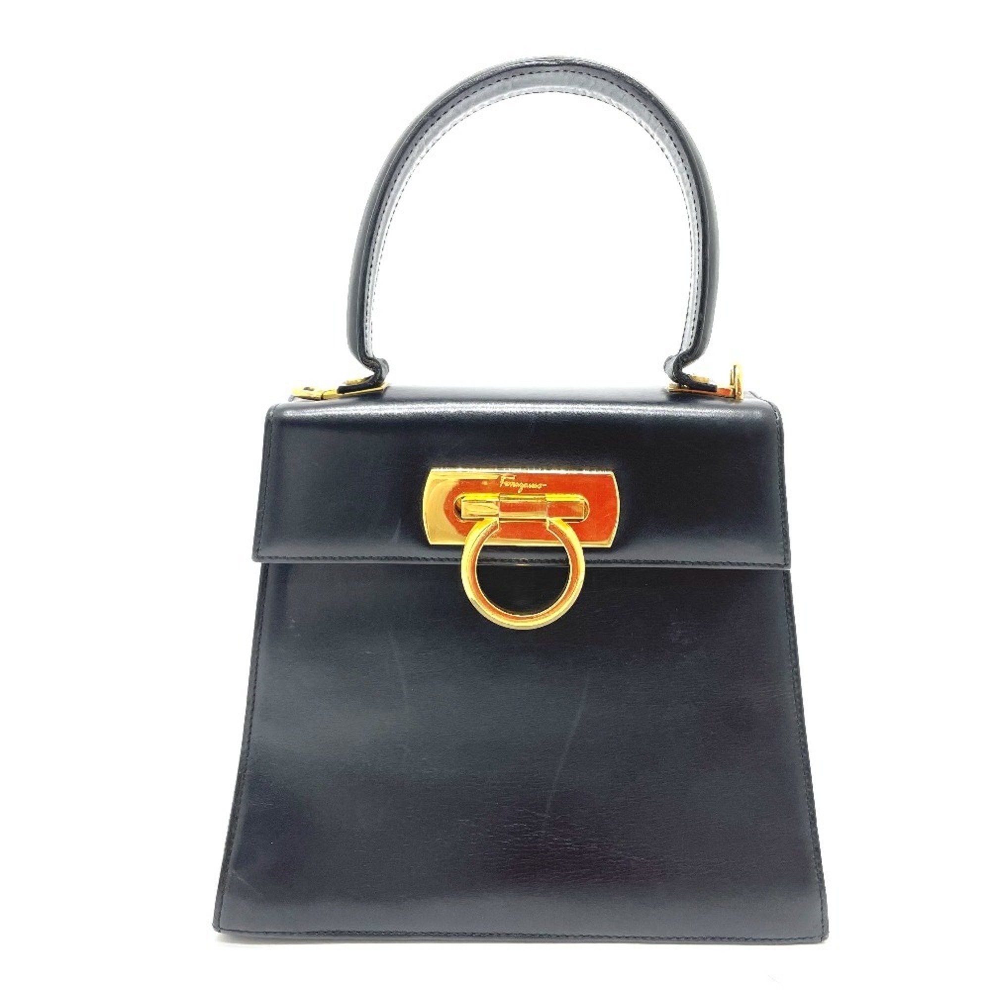 Salvatore Ferragamo Gancini 2-Way Mini Shoulder Bag in Black Leather (O212193)