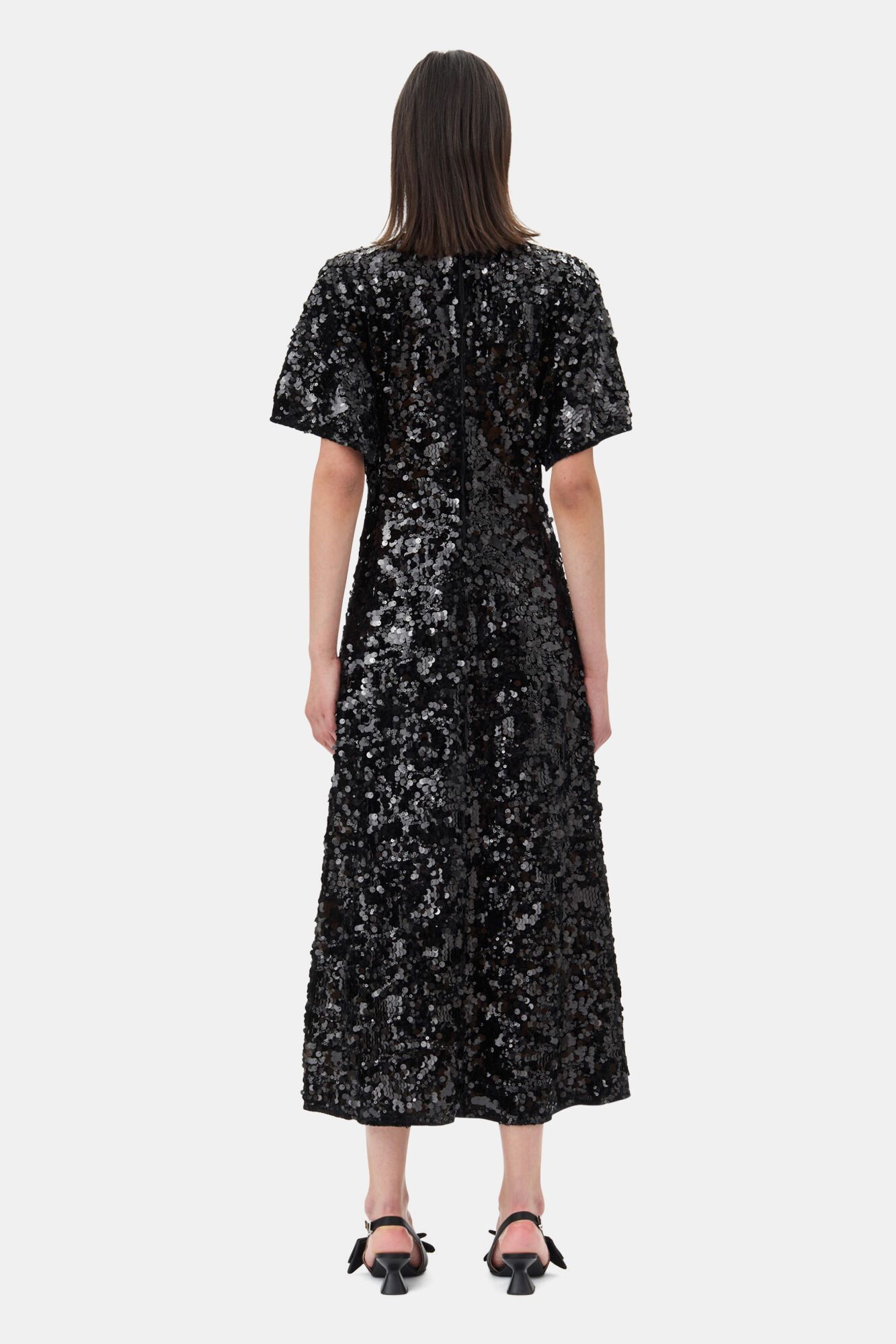 Ganni o1s22i1n0525 Velvet Sequins Midi Dress in Black Size XXS / US 00 / IT 34 - 3 Thumbnail