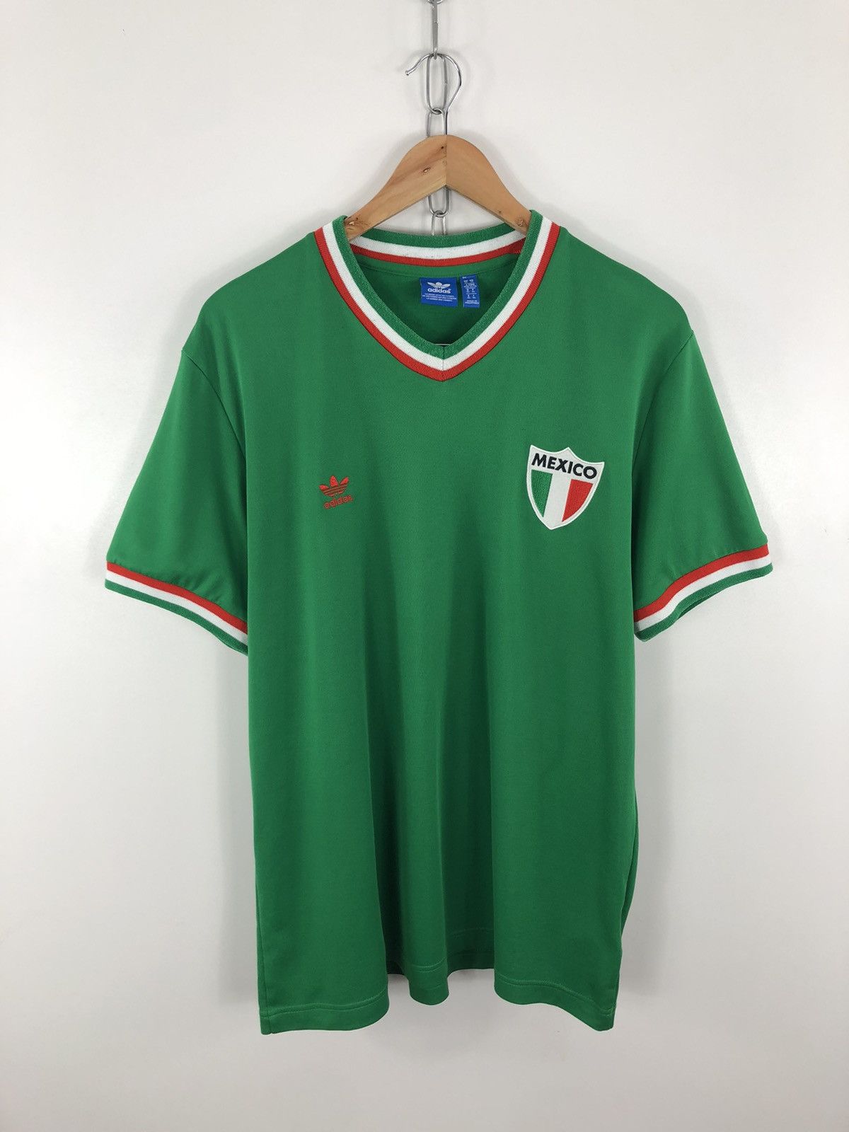 image of Vintage Adidas Mexico Retro Soccer Jersey Football Santi in Green, Men's (Size XL)