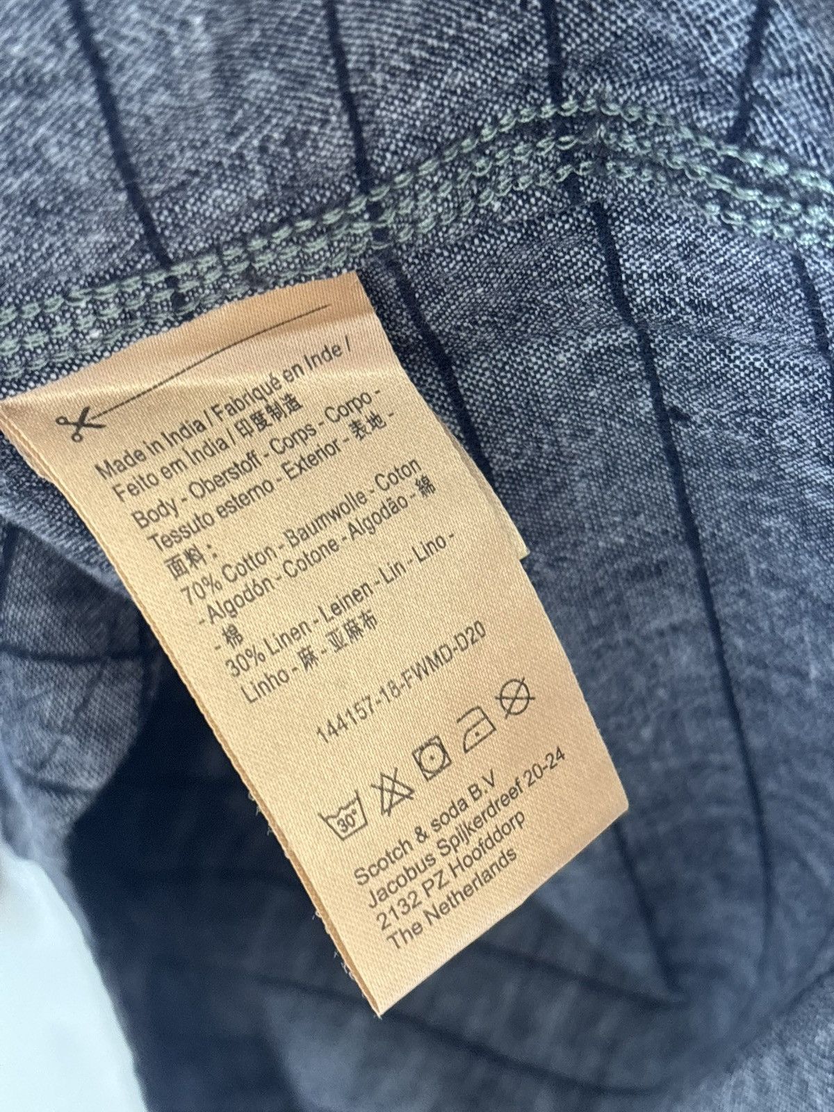 Scotch & Soda Scotch & Soda Cotton Linen Check Shirt Large L Size US L / EU 52-54 / 3 - 7 Thumbnail