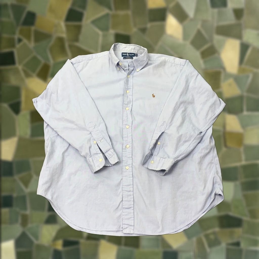 Ralph Lauren VINTAGE Ralph Lauren Yarmouth Shirt - Mens 17.5 Blue Striped Button-Down Long Sleeve 90s Size US XL / EU 56 / 4 - 1 Thumbnail