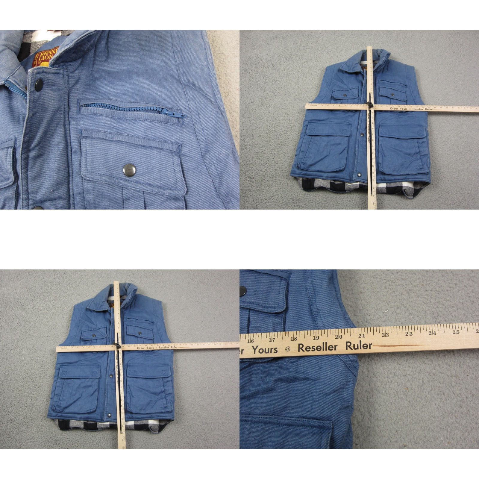 Vintage VINTAGE Lion Vest Jacket Mens M Blue Plaid Lined Full Zip Biker Motorcycle 80s 90s Style Size US M / EU 48-50 / 2 - 8 Thumbnail