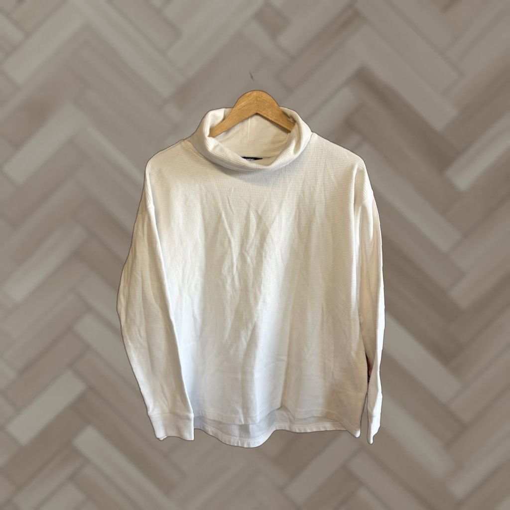 Lands' End Lands End Womens White Long Sleeve Turtleneck Shirt Size Large Waffled Size L / US 10 / IT 46 - 1 Thumbnail