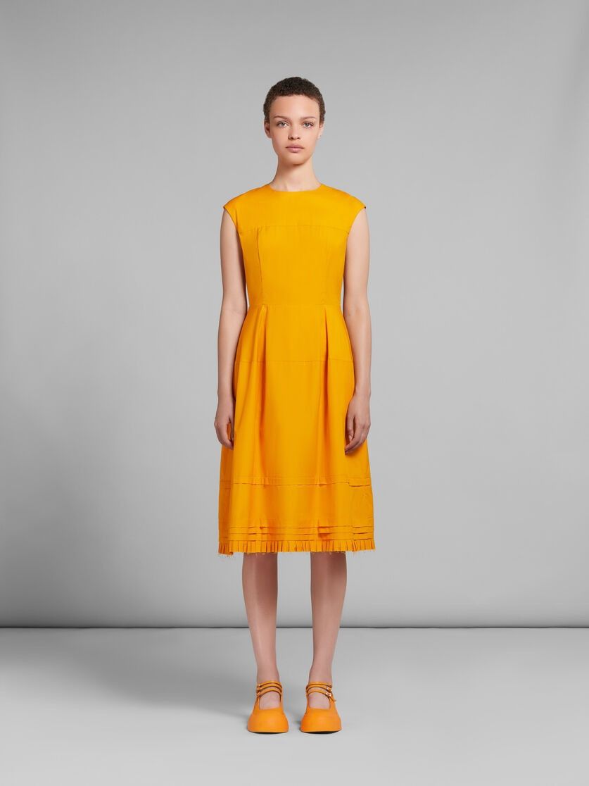 Marni oc11z0525 Bio Poplin Midi Dress in Light Orange Size XL / US 12-14 / IT 48-50 - 2 Thumbnail
