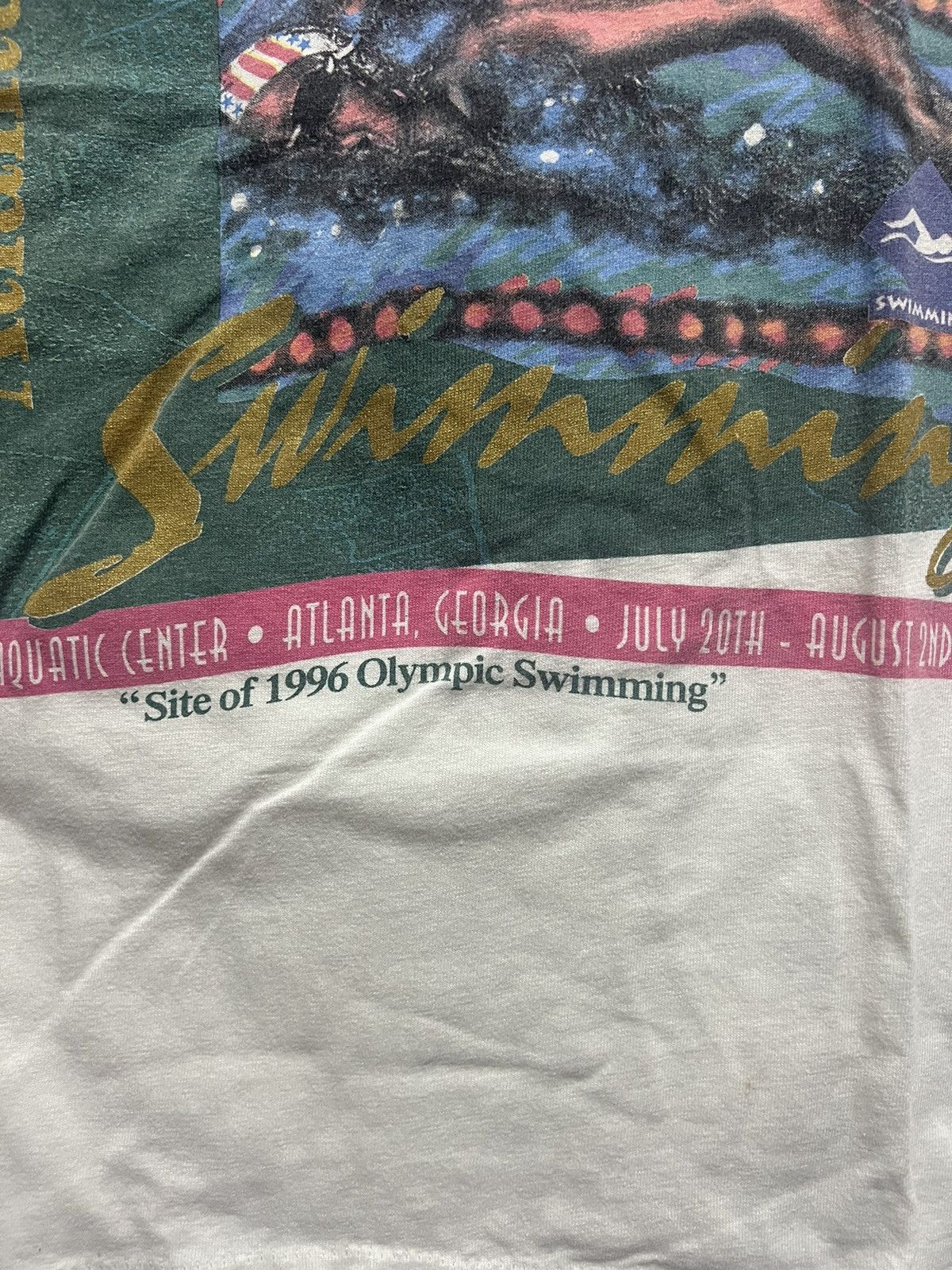Vintage Vintage 90’s Atlanta Olympic Swimming Tee Size US L / EU 52-54 / 3 - 3 Thumbnail